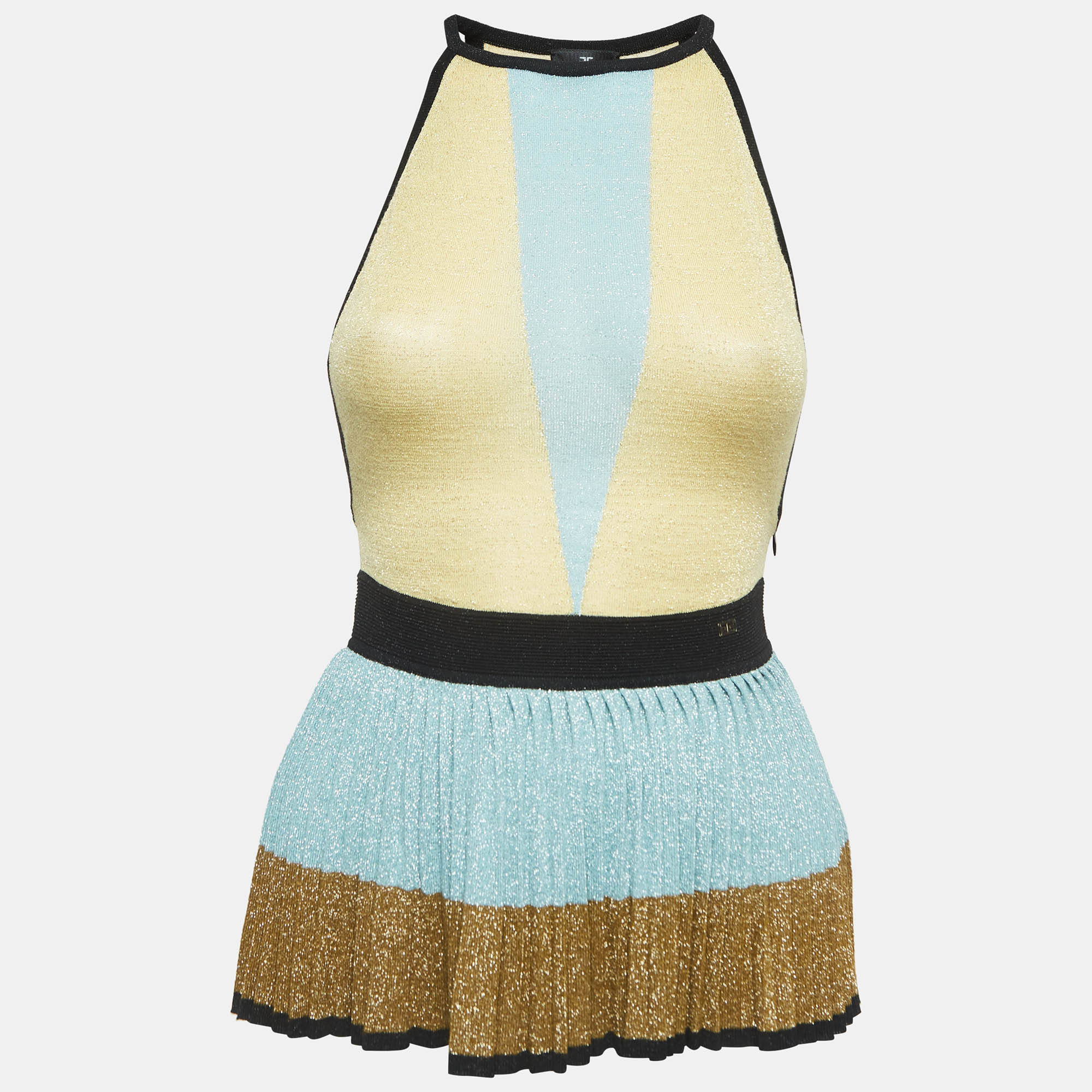 

Elisabetta Franchi Multicolor Lurex Knit Tricot Tunic Top S