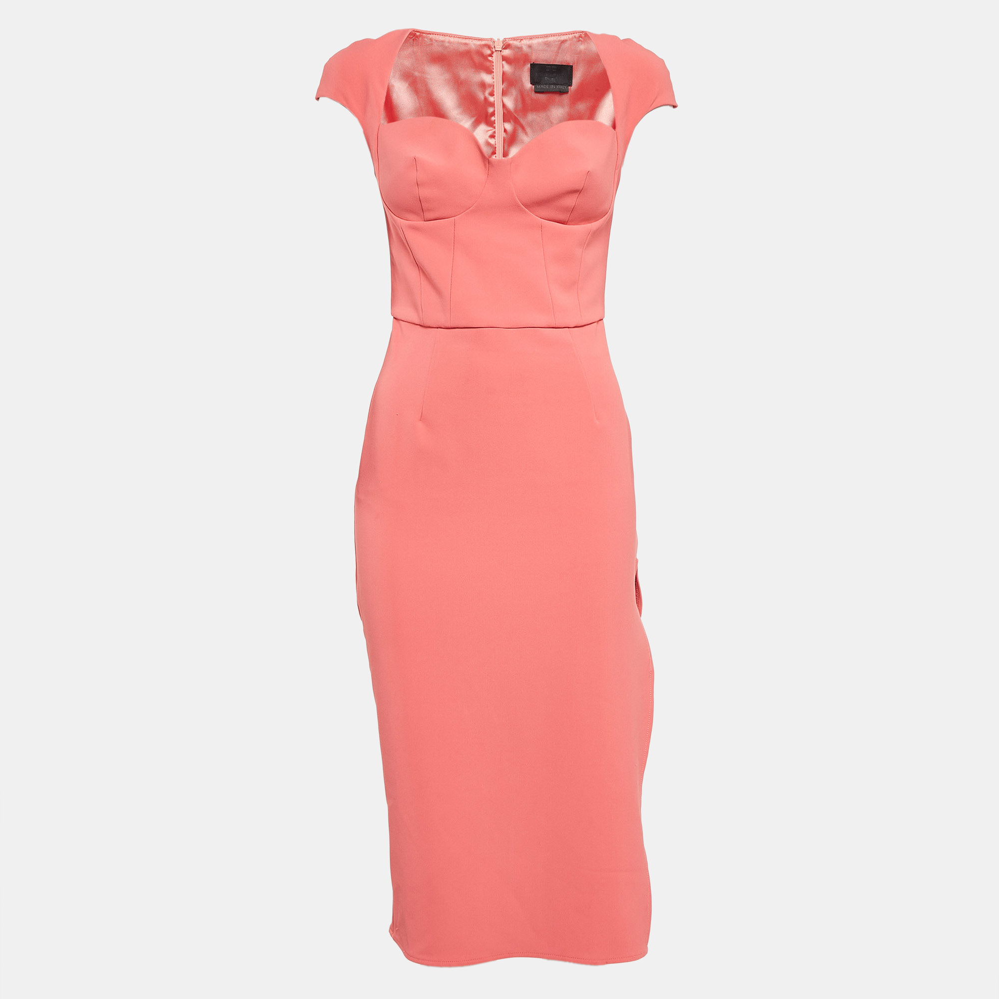 

Elisabetta Franchi Peach Pink Crepe Sheath Dress M