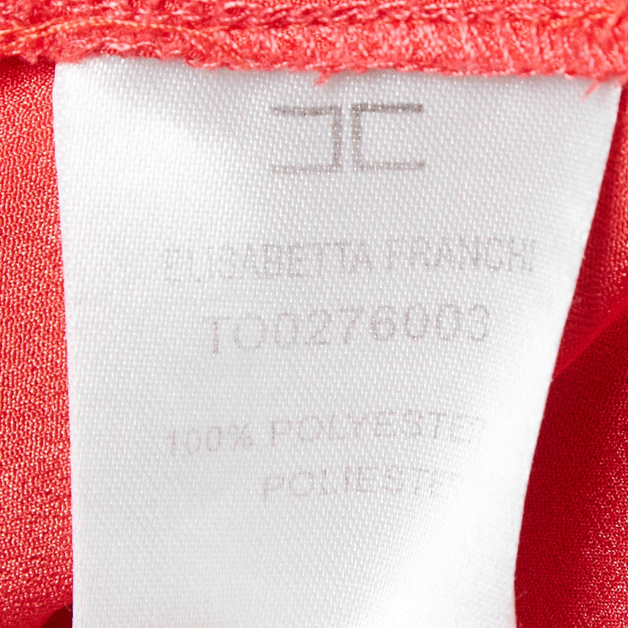 Elisabetta Franchi Red Crepe One Shoulder Top L 