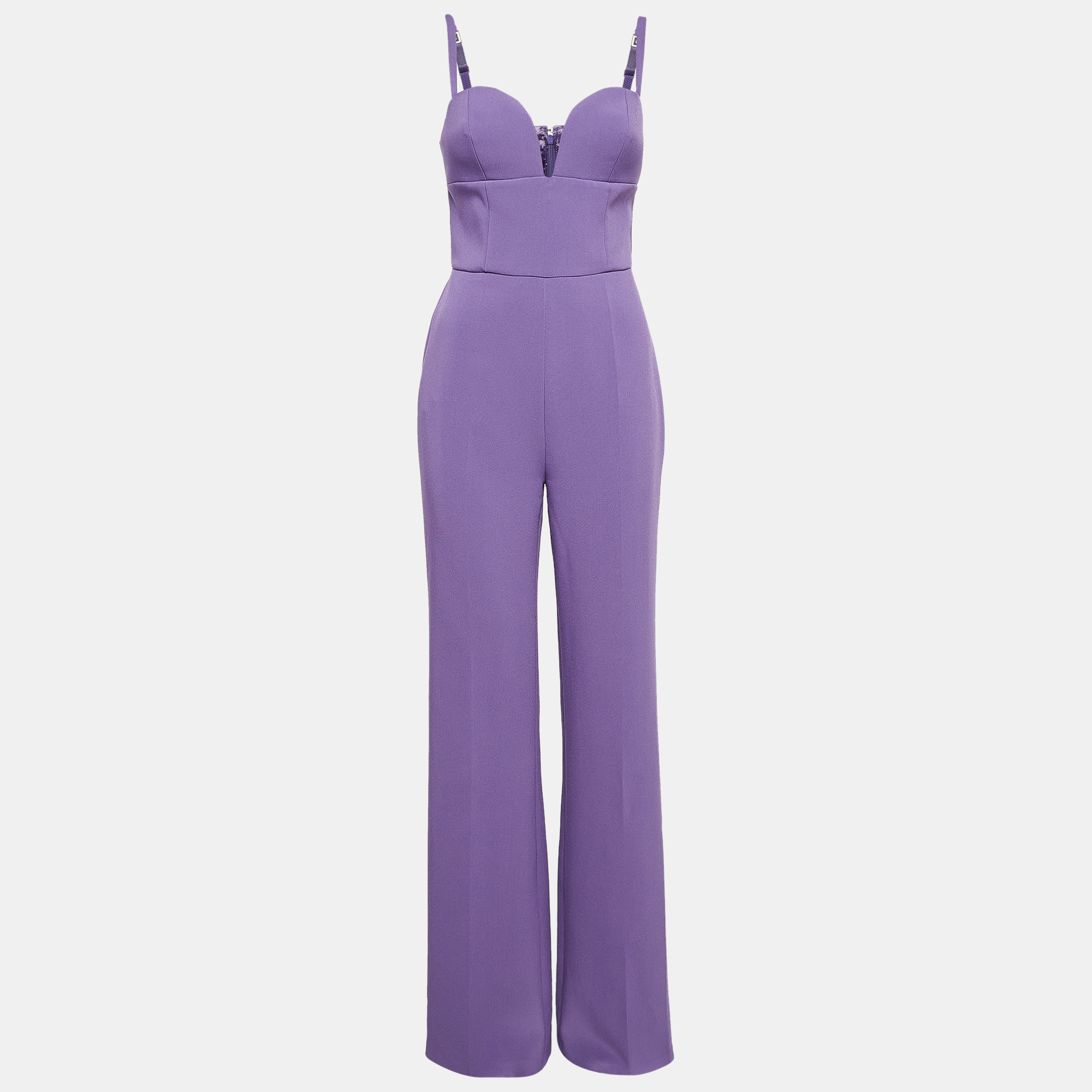 

Elisabetta Franchi Purple Stretch Crepe Sweetheart Neck Jumpsuit M