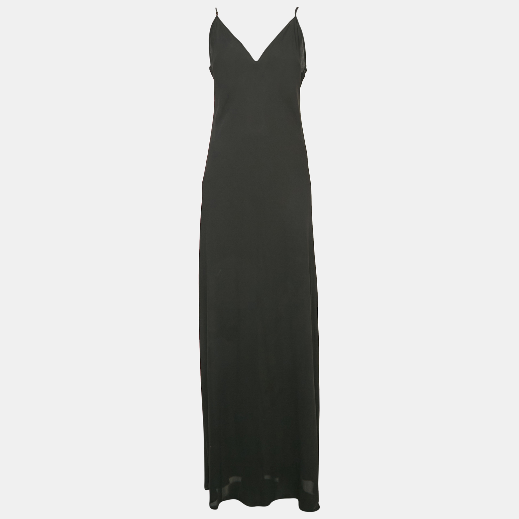 

Elisabetta Franchi Black Crepe Maxi Slip Dress L