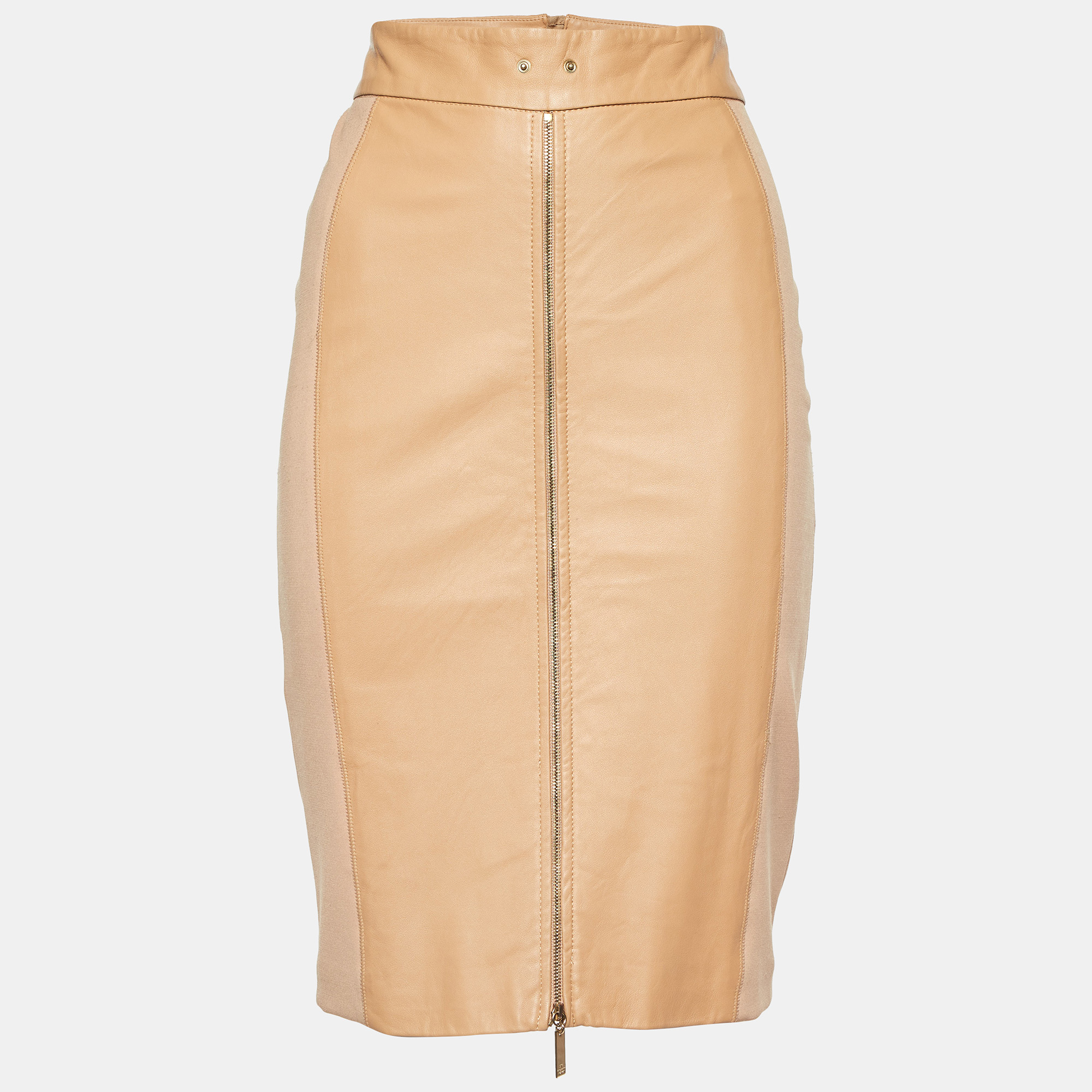 

Elisabetta Franchi Gold Beige & Jersey Pencil Skirt L