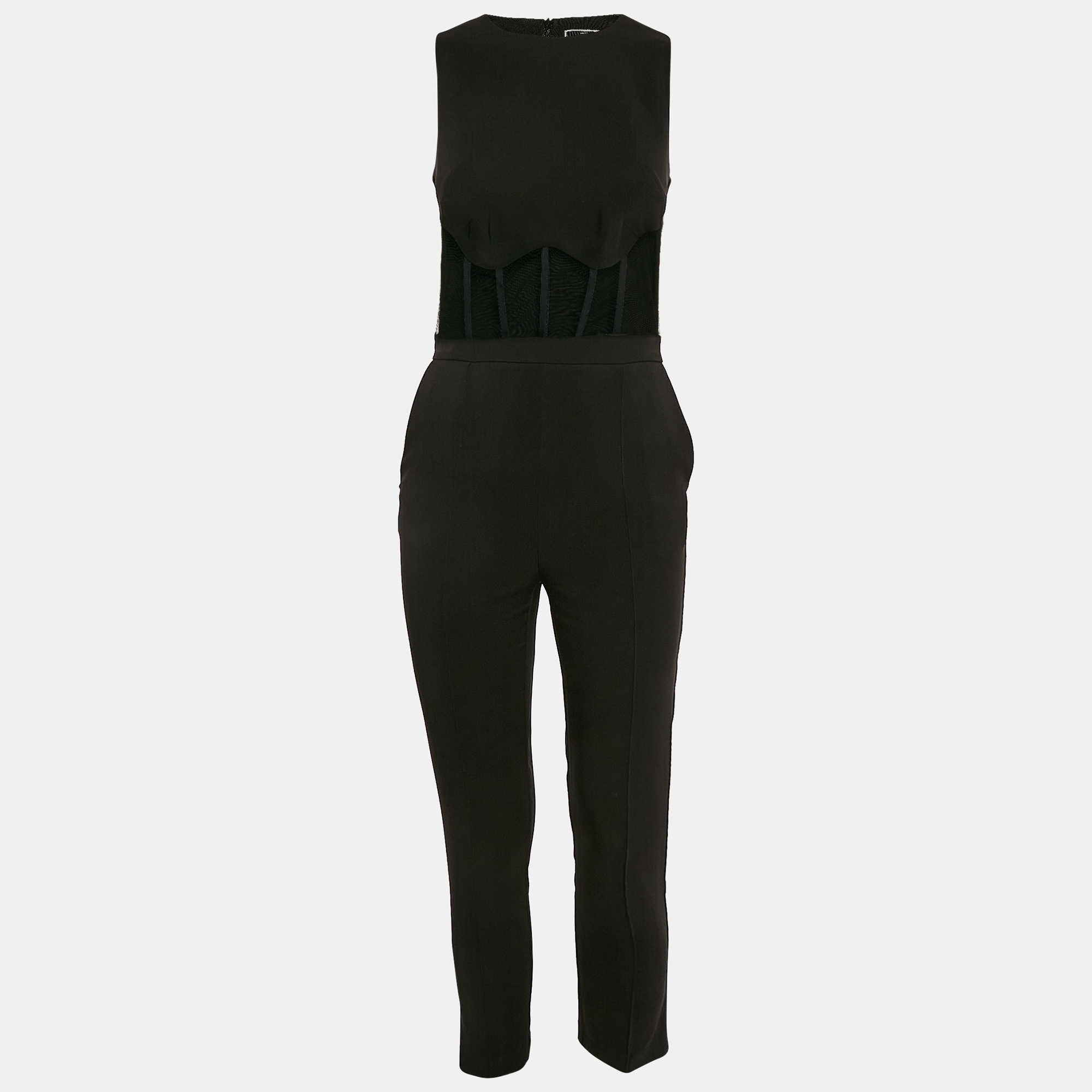 

Elisabetta Franchi Black Crepe Sleeveless Jumpsuit M