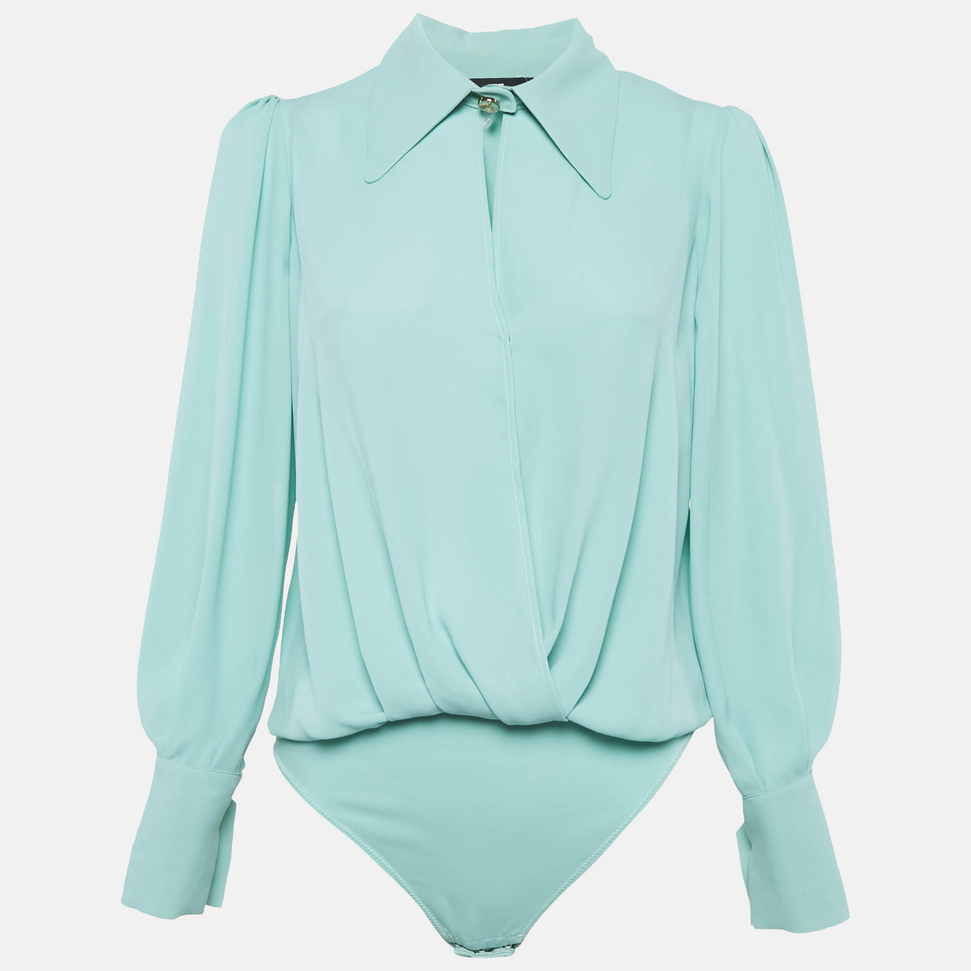 

Elisabetta Franchi Green Crepe Bodysuit Top M