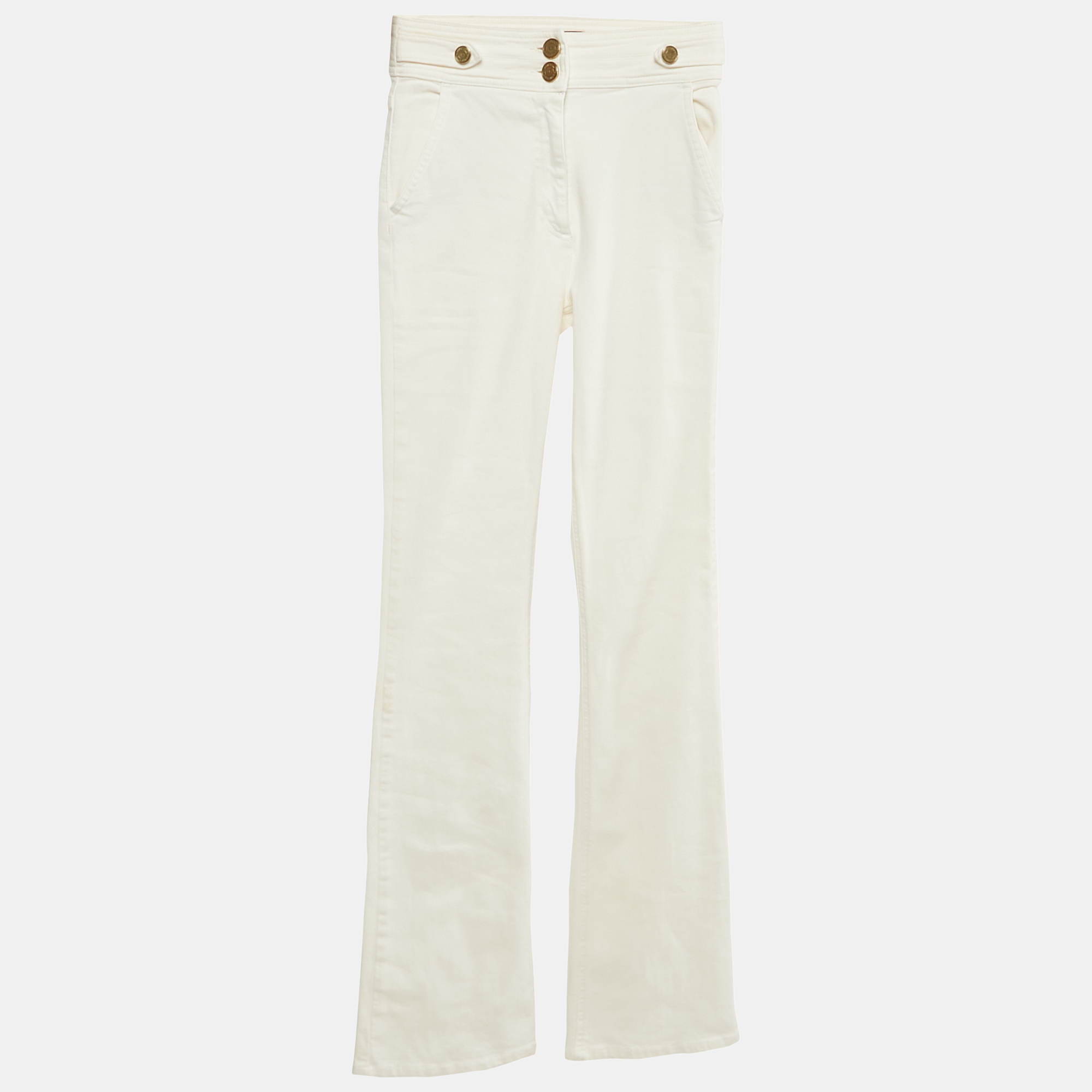 

Elisabetta Franchi White Denim Wide-Leg Jeans S Waist 25"