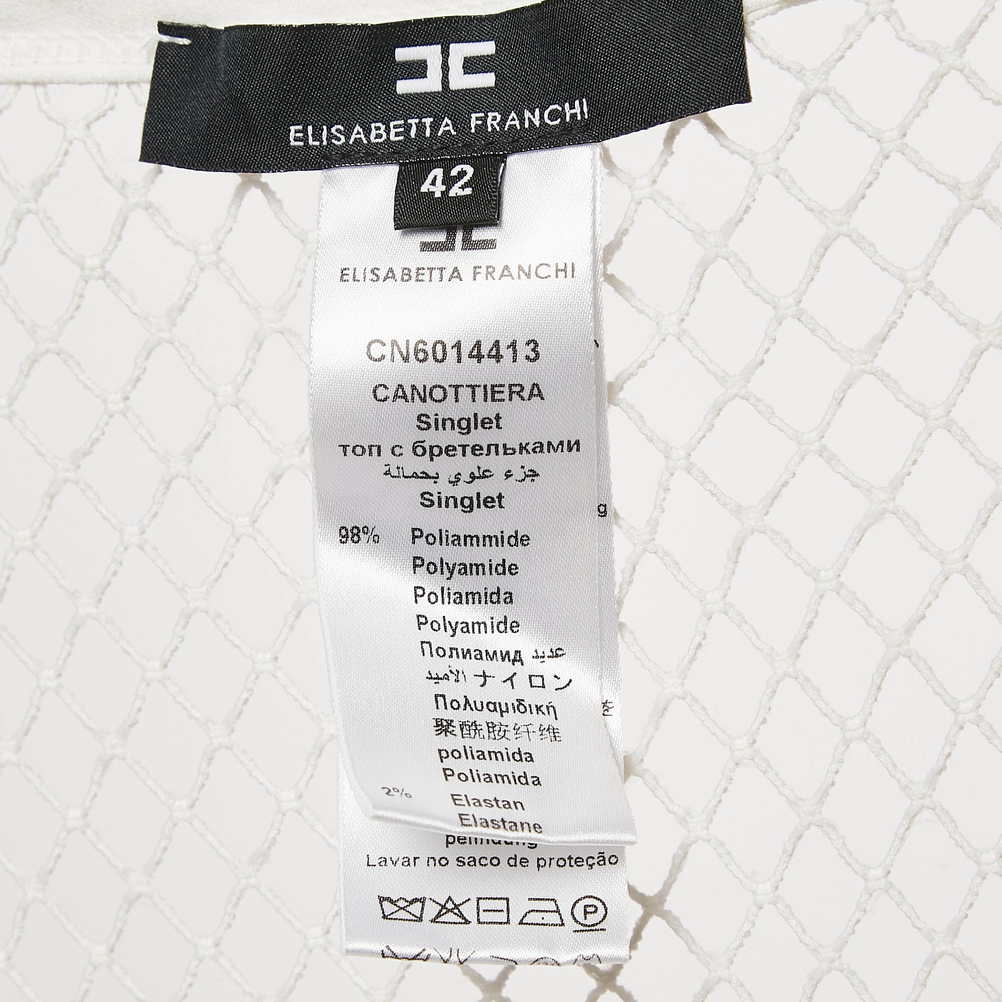 Elisabetta Franchi White Mesh Sheet Tank Top M 