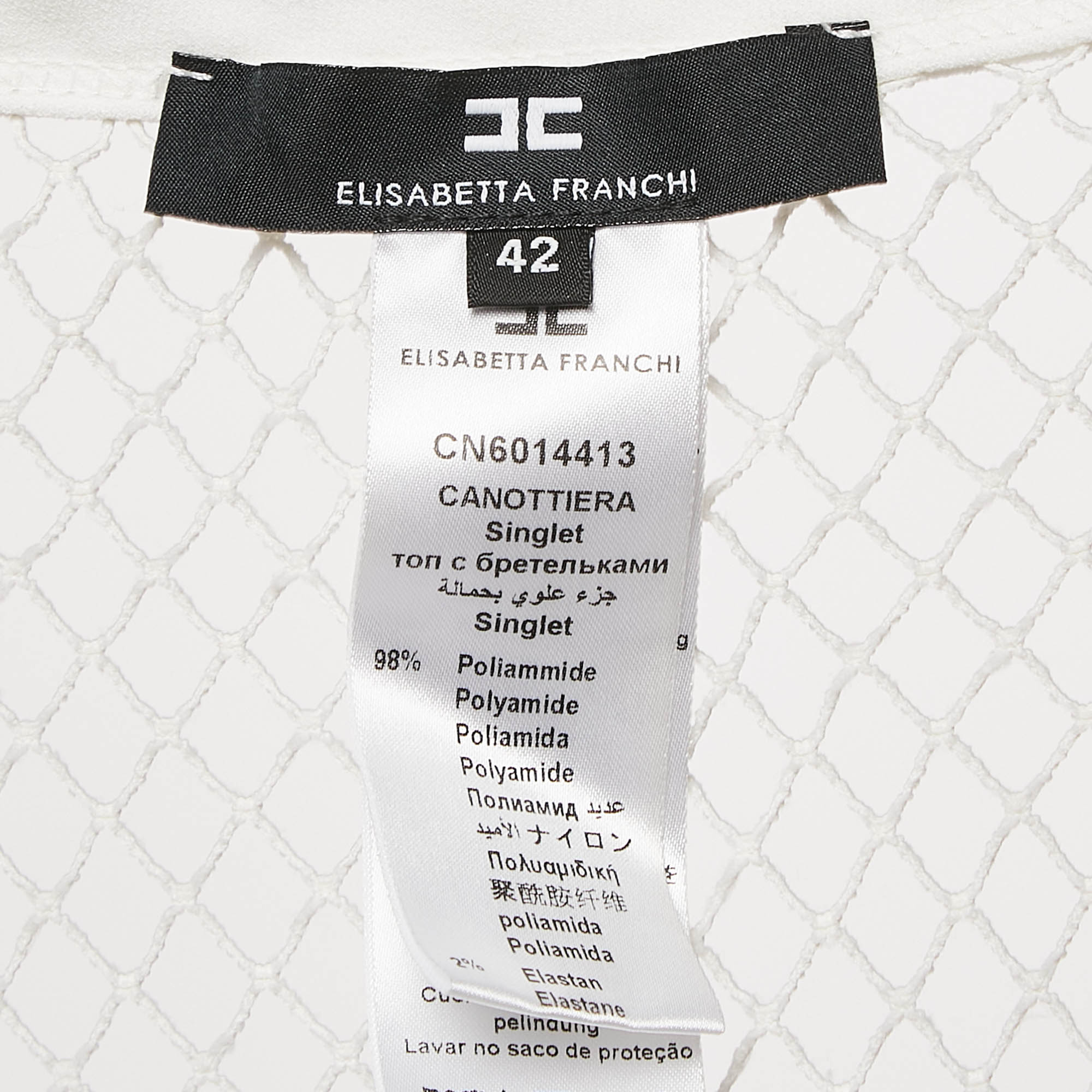 Elisabetta Franchi White Mesh Sheet Tank Top M 