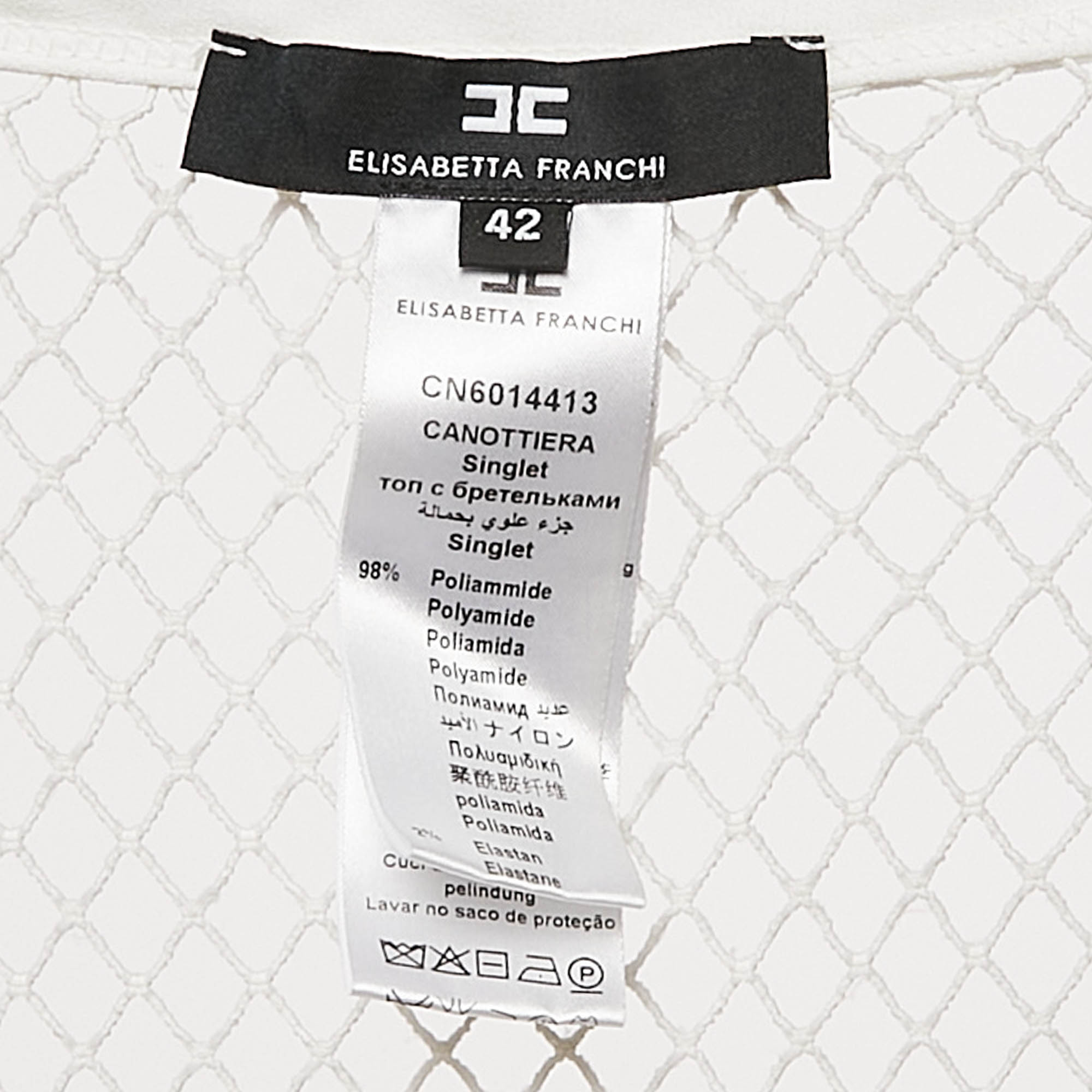 Elisabetta Franchi White Mesh Sheet Tank Top M 