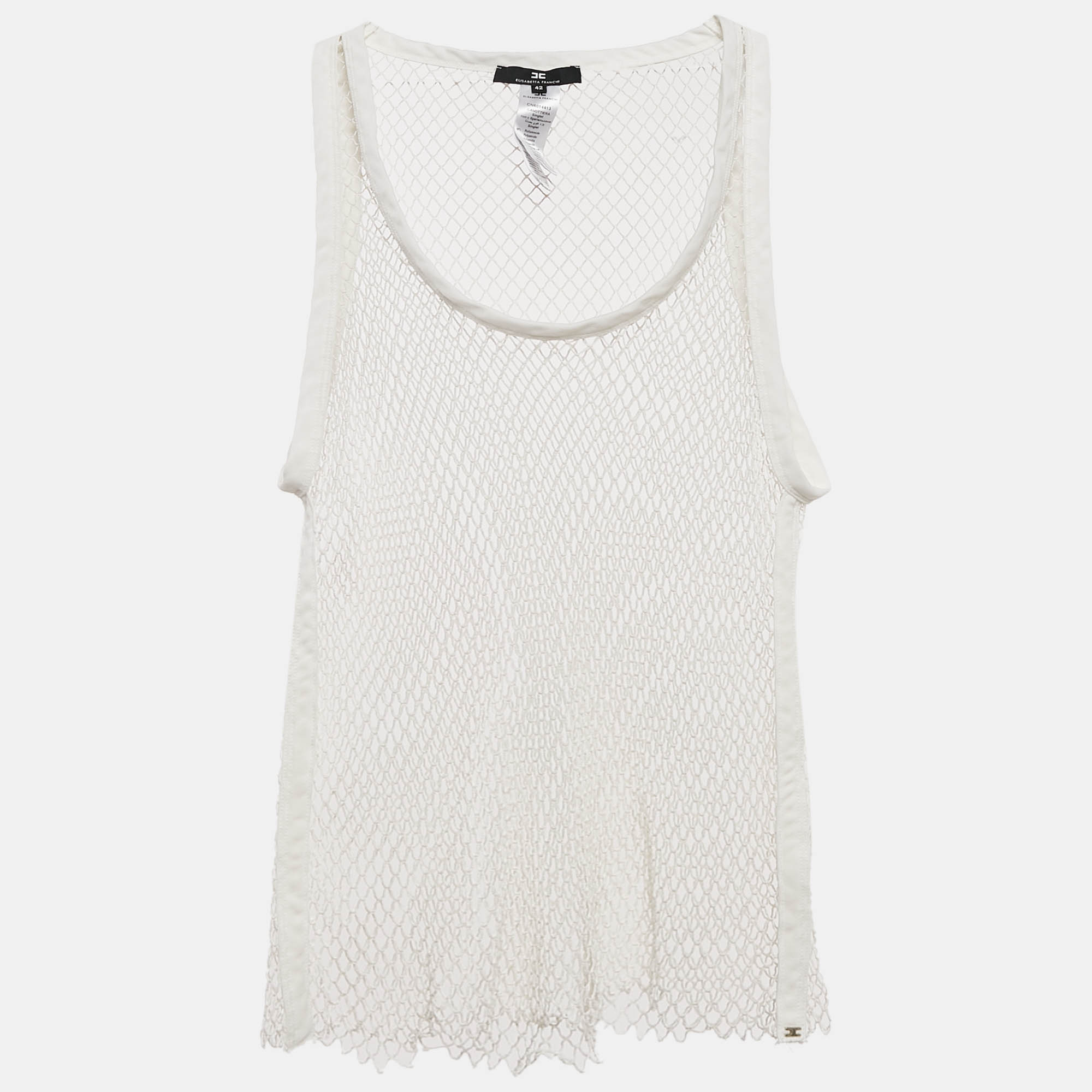 

Elisabetta Franchi White Mesh Sheet Tank Top M