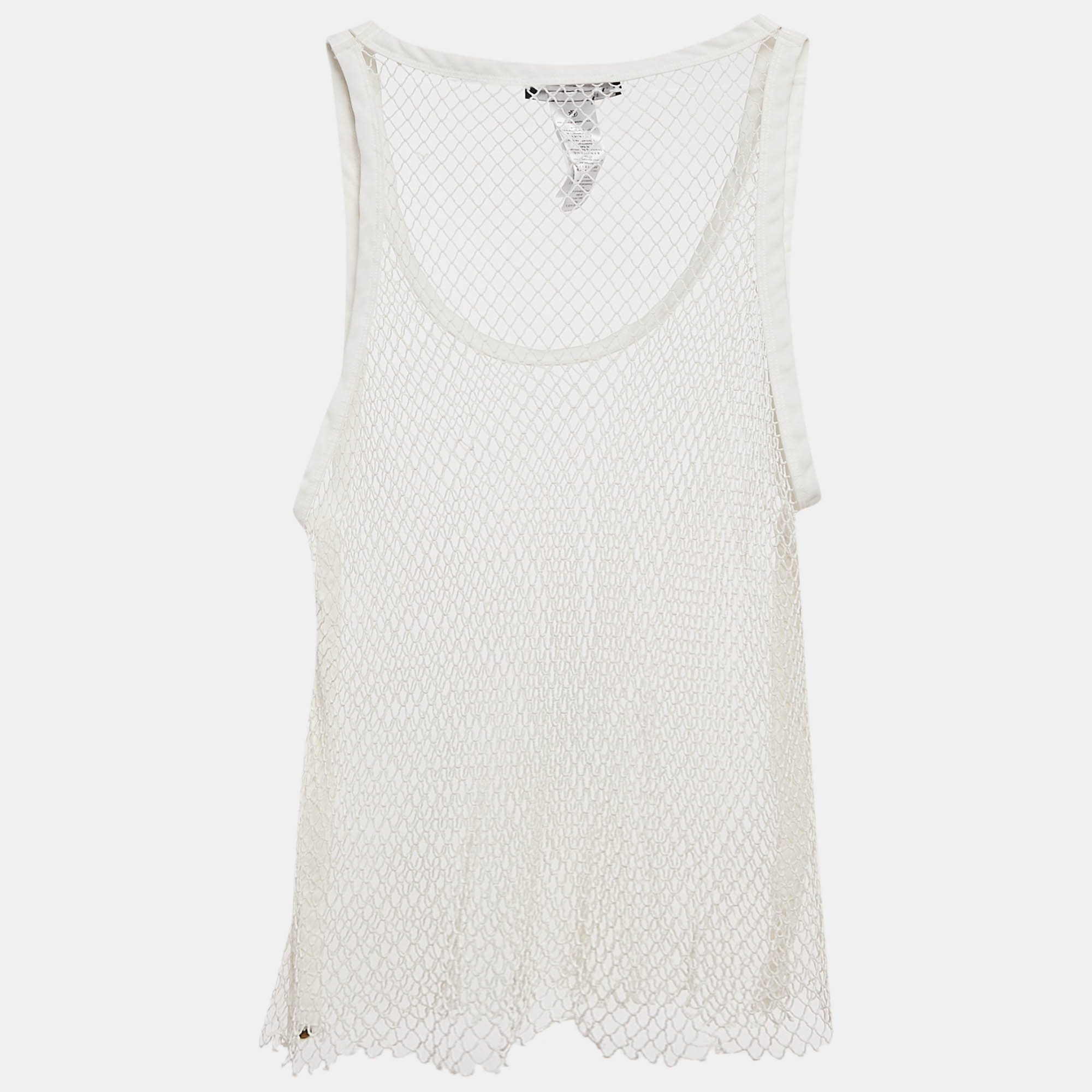 Elisabetta Franchi White Mesh Sheet Tank Top M 