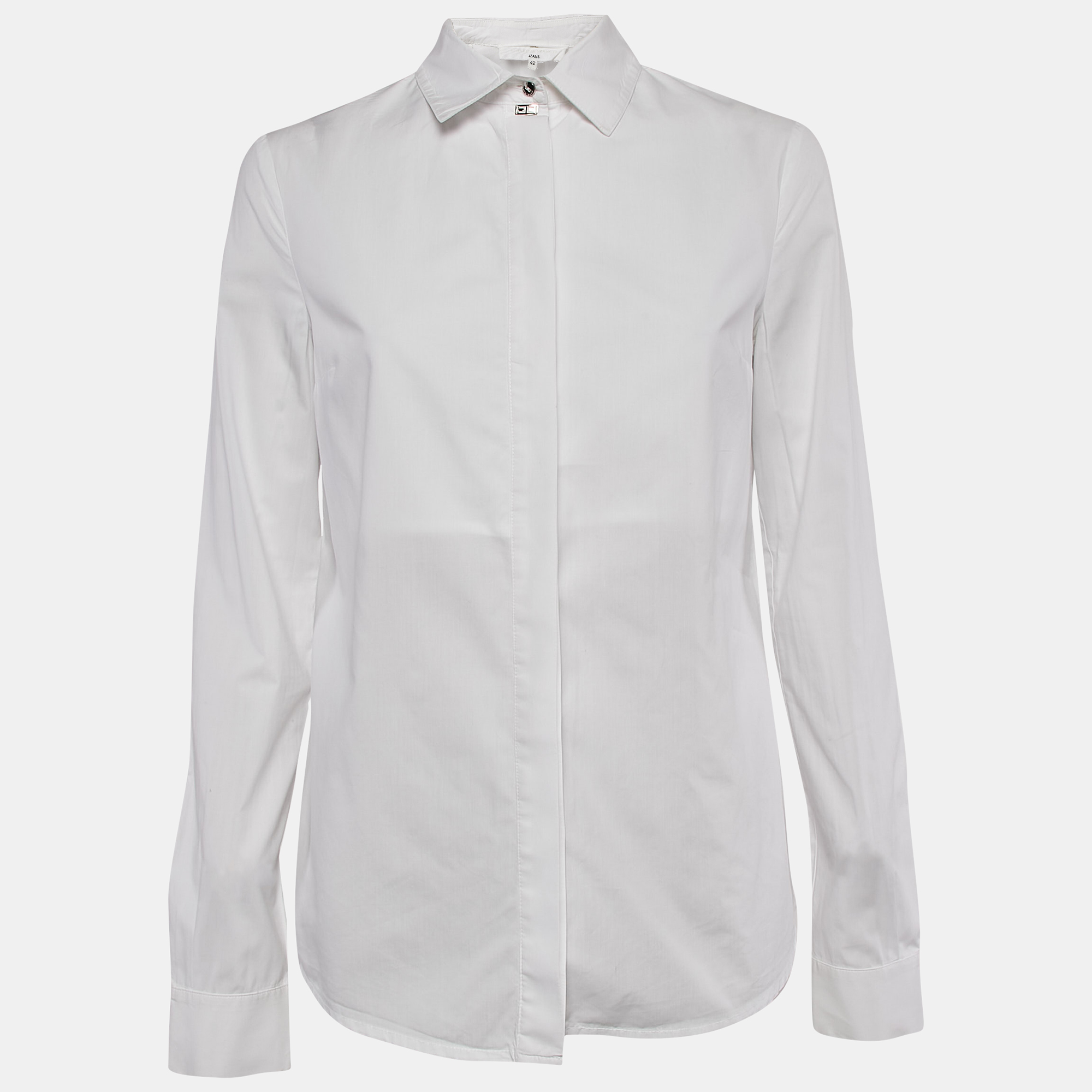 

Elisabetta Franchi White Cotton Long Sleeve Shirt M