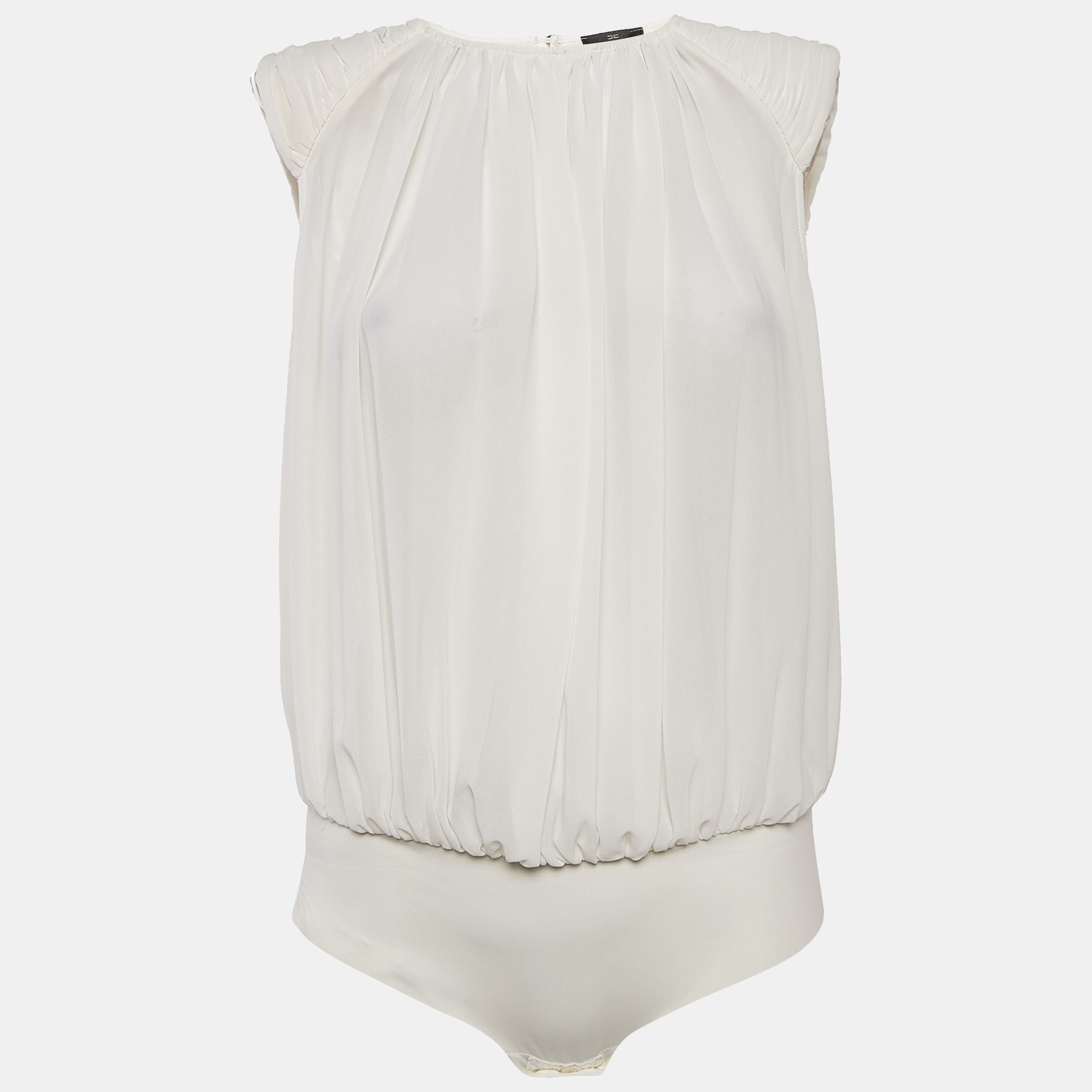 

Elisabetta Franchi White Crepe Bodysuit M