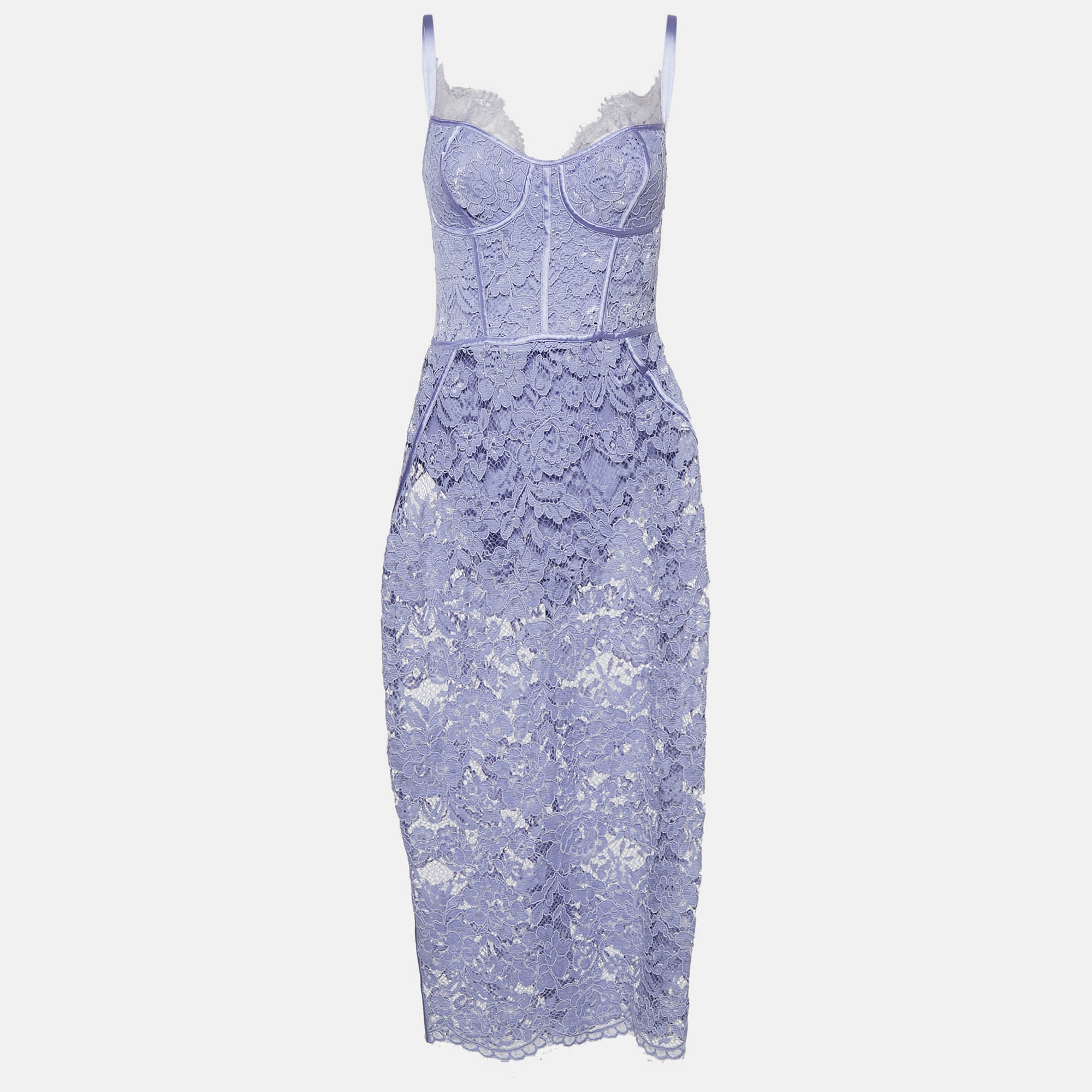 

Elisabetta Franchi Purple Lace Sleeveless Midi Dress M