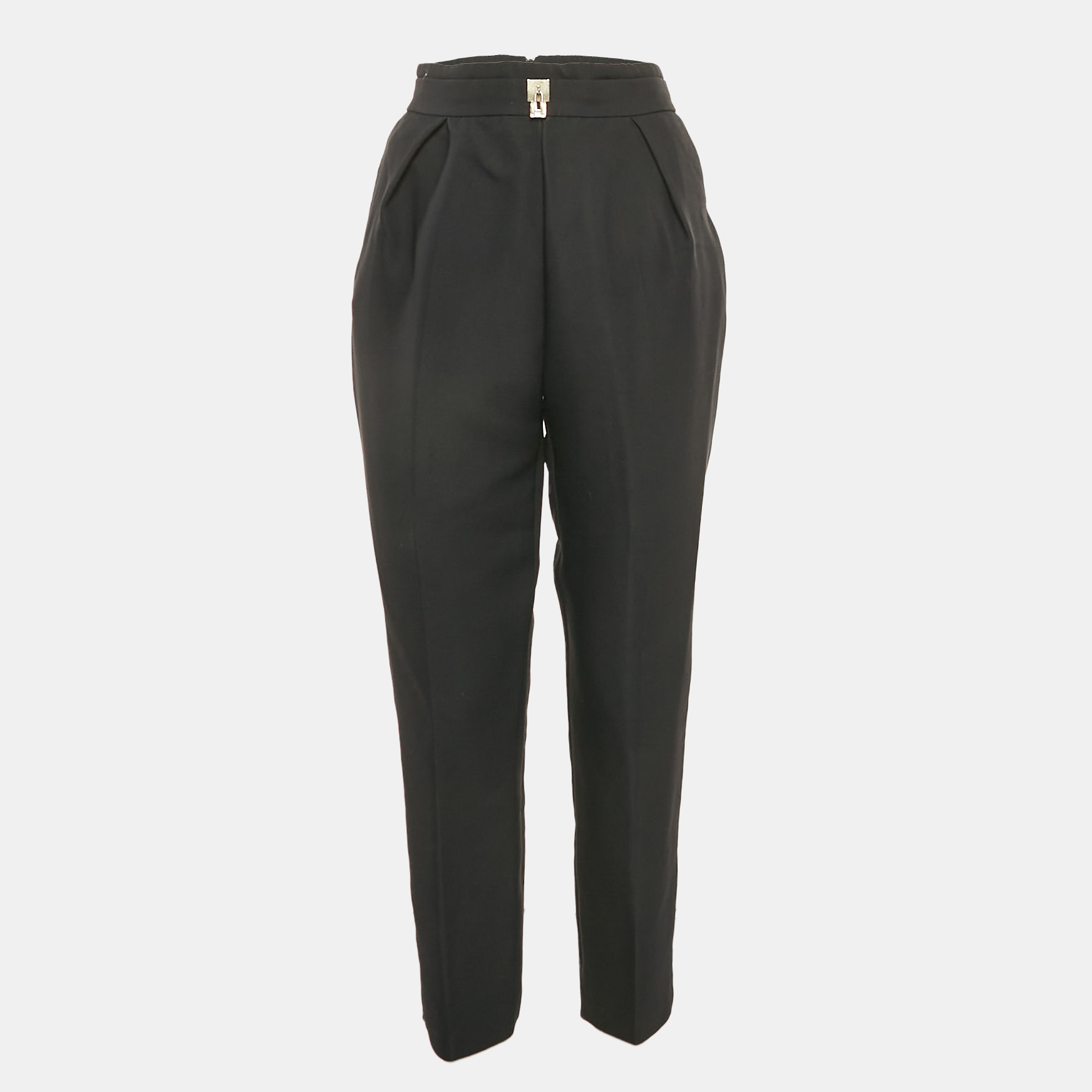 

Elisabetta Franchi Black Gabardine Lock Detail Trousers L