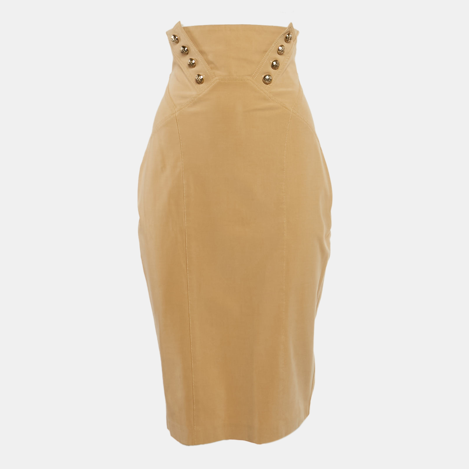 

Elisabetta Franchi Light Brown Button Detail Strapless Mini Dress M