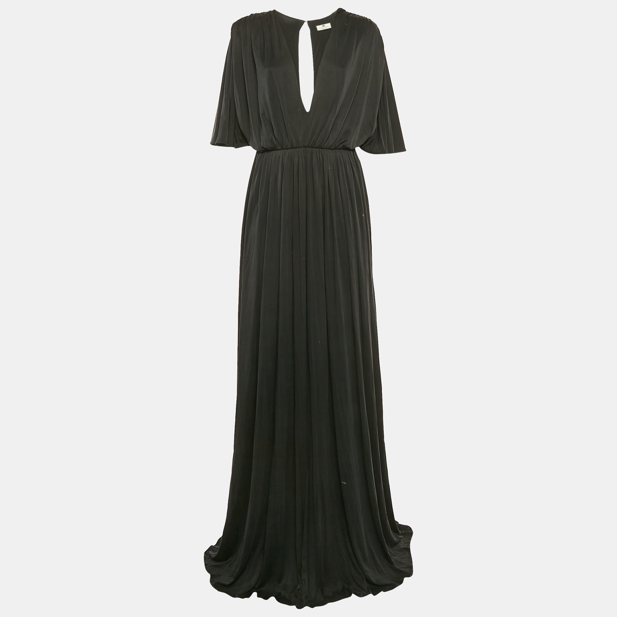 

Elisabetta Franchi Black Jersey V-Neck Gown M