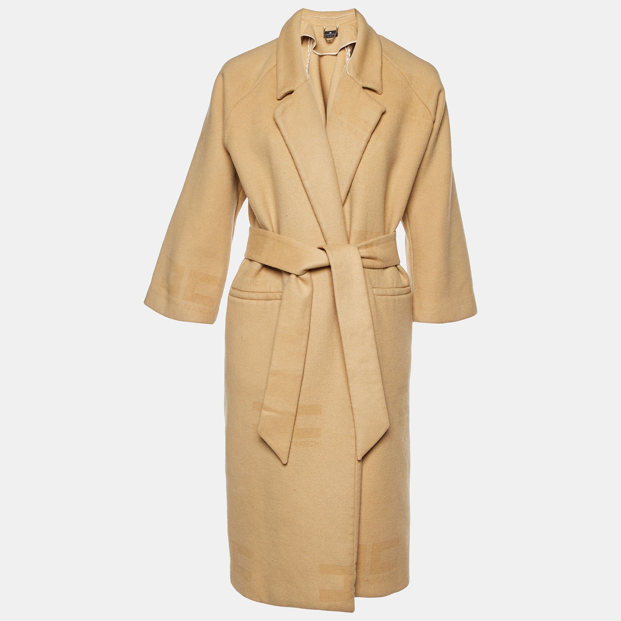 

Elisabetta Franchi Beige Wool Belted Overcoat M