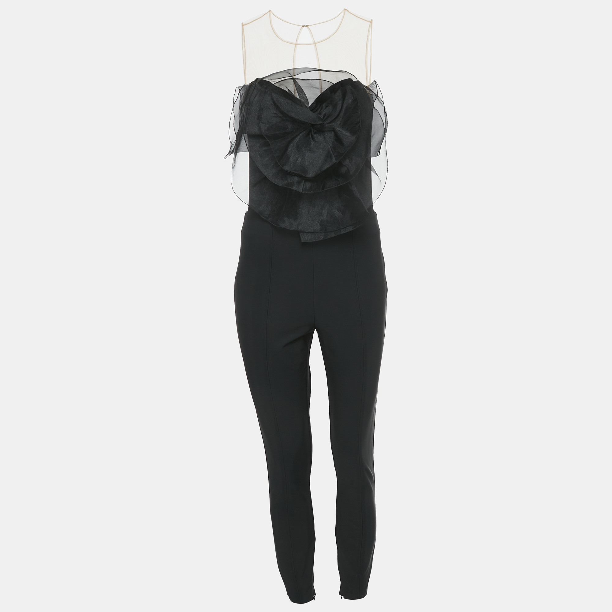 

Elisabetta Franchi Black Stretch Gabardine Applique Detail Jumpsuit M