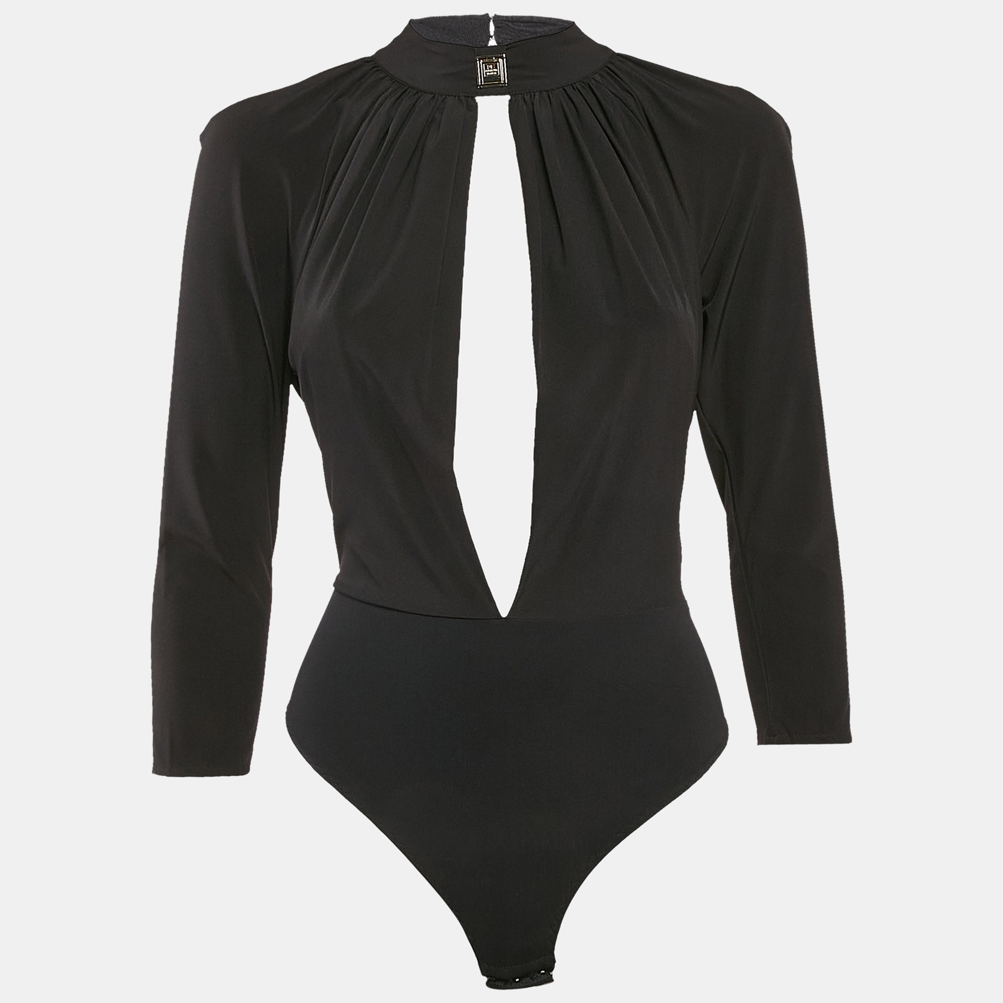 

Elisabetta Franchi Black Jersey Cut-Out Bodysuit S