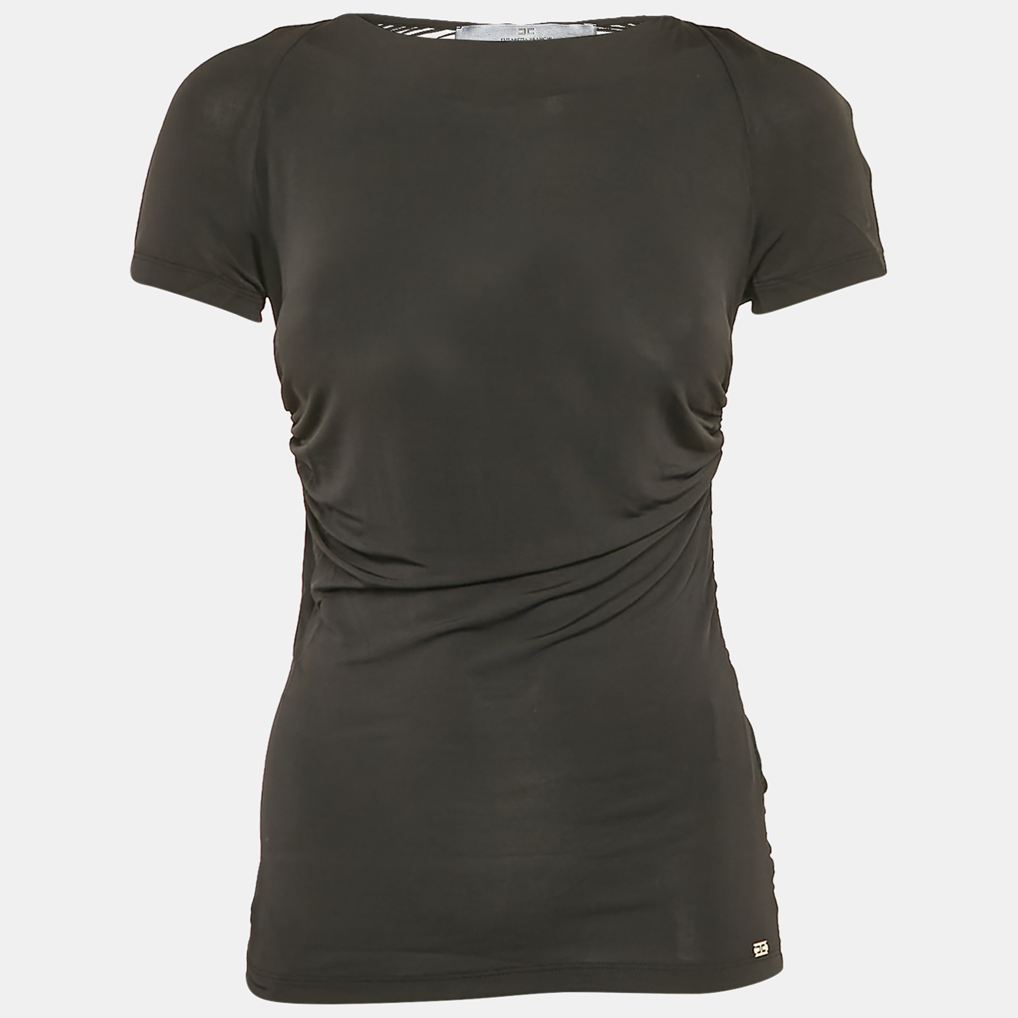 

Elisabetta Franchi Black Jersey Ruched Top S