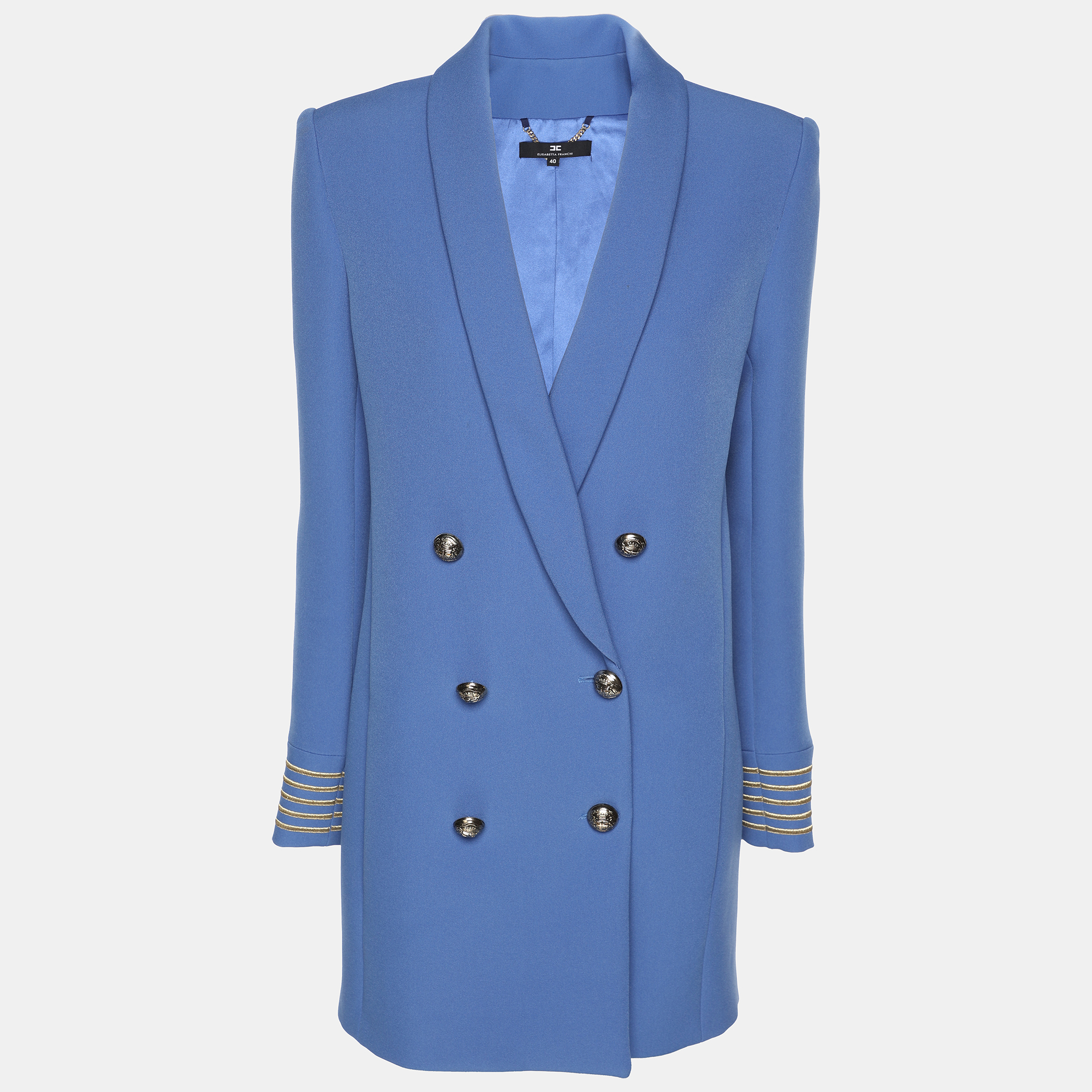 

Elisabetta Franchi Blue Crepe Double Breasted Blazer S