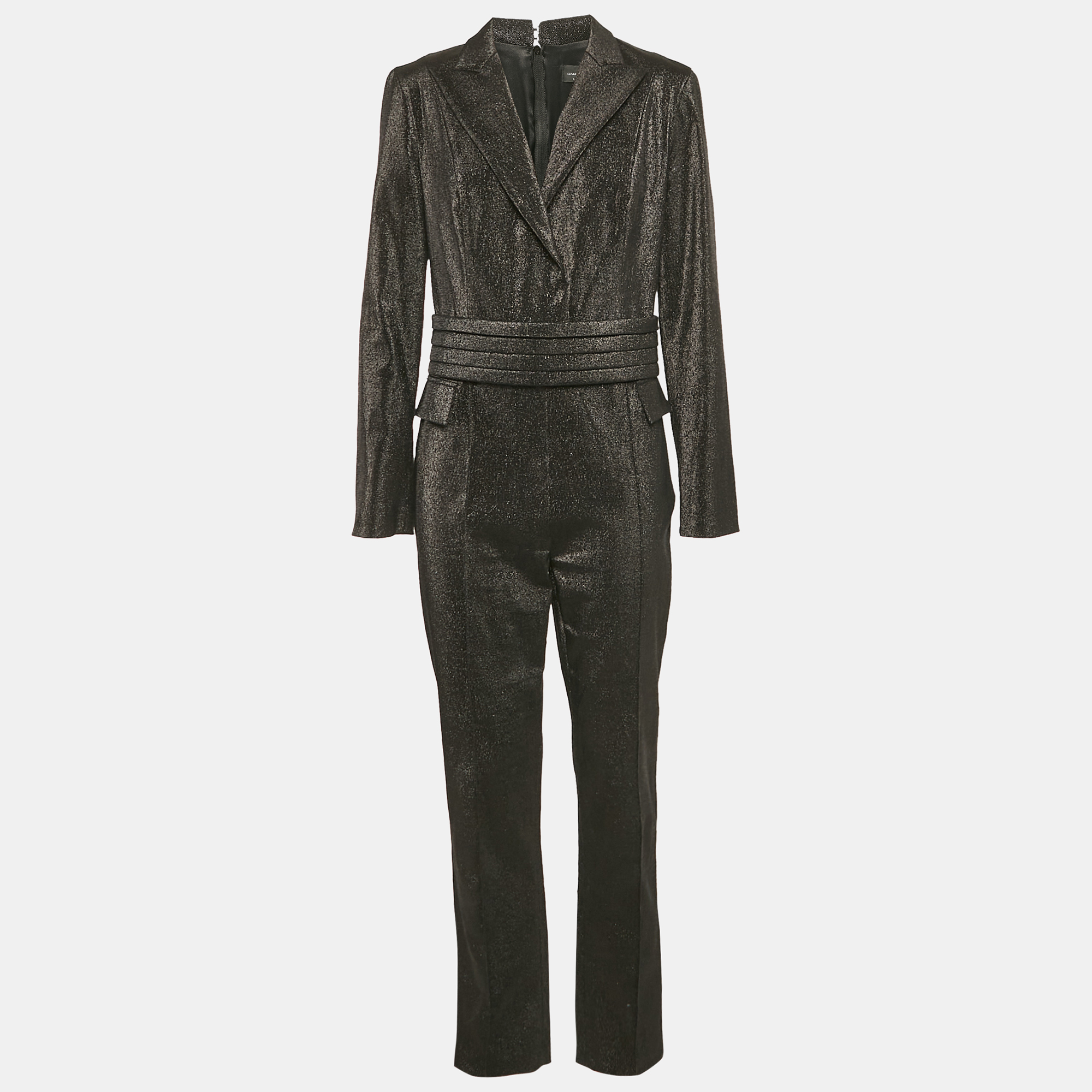 

Elisabetta Franchi Black Lurex Gabardine Slim Fit Jumpsuit L