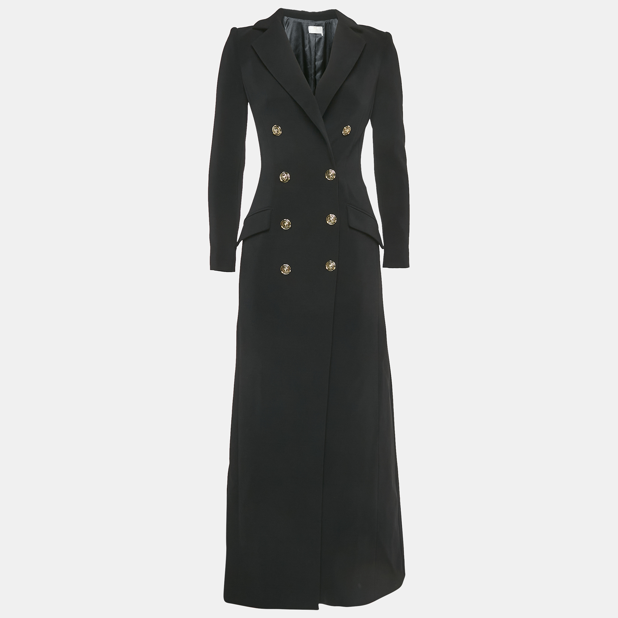 

Elisabetta Franchi Black Crepe Double Breasted Long Coat S