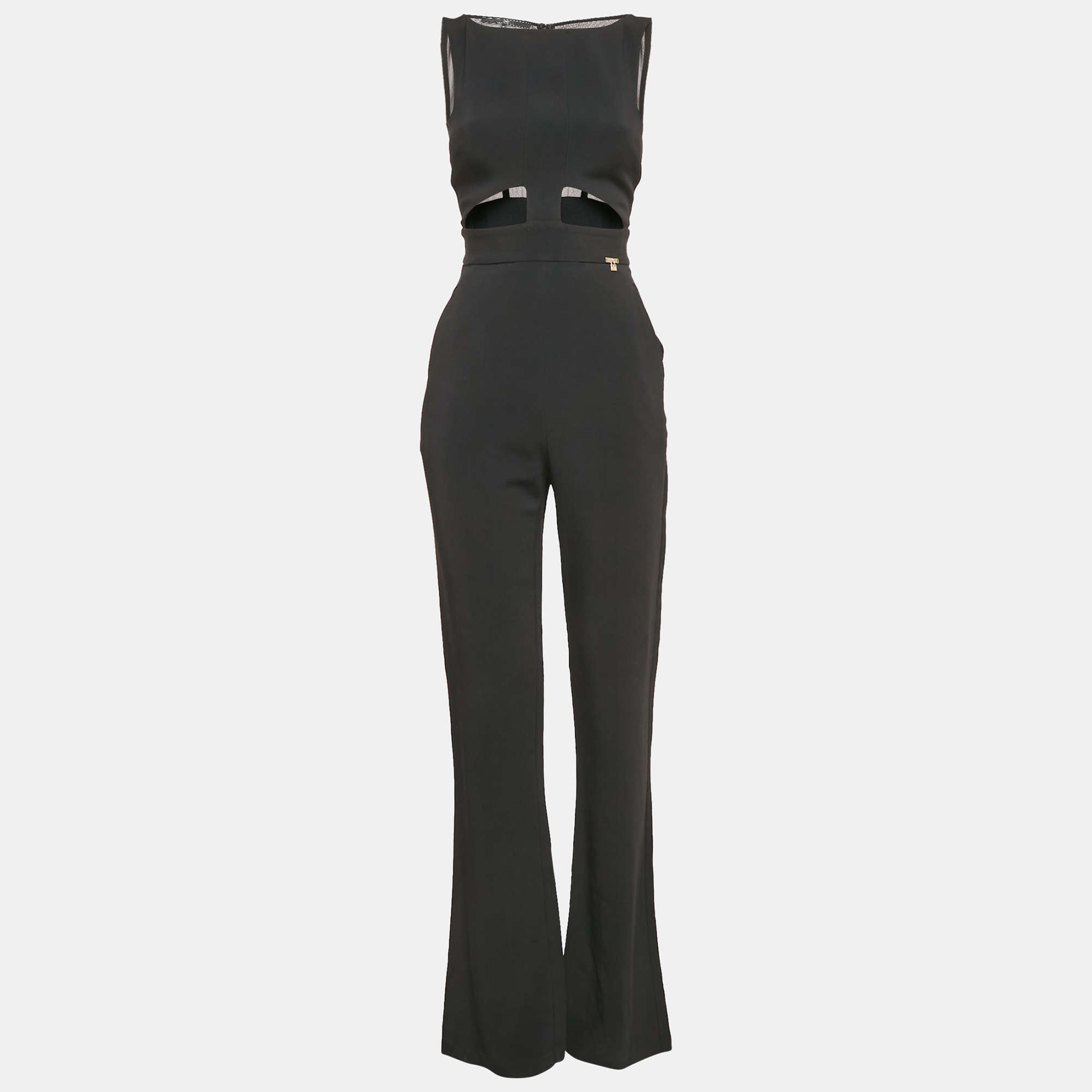 

Elisabetta Franchi Black Crepe Sleeveless Jumpsuit M