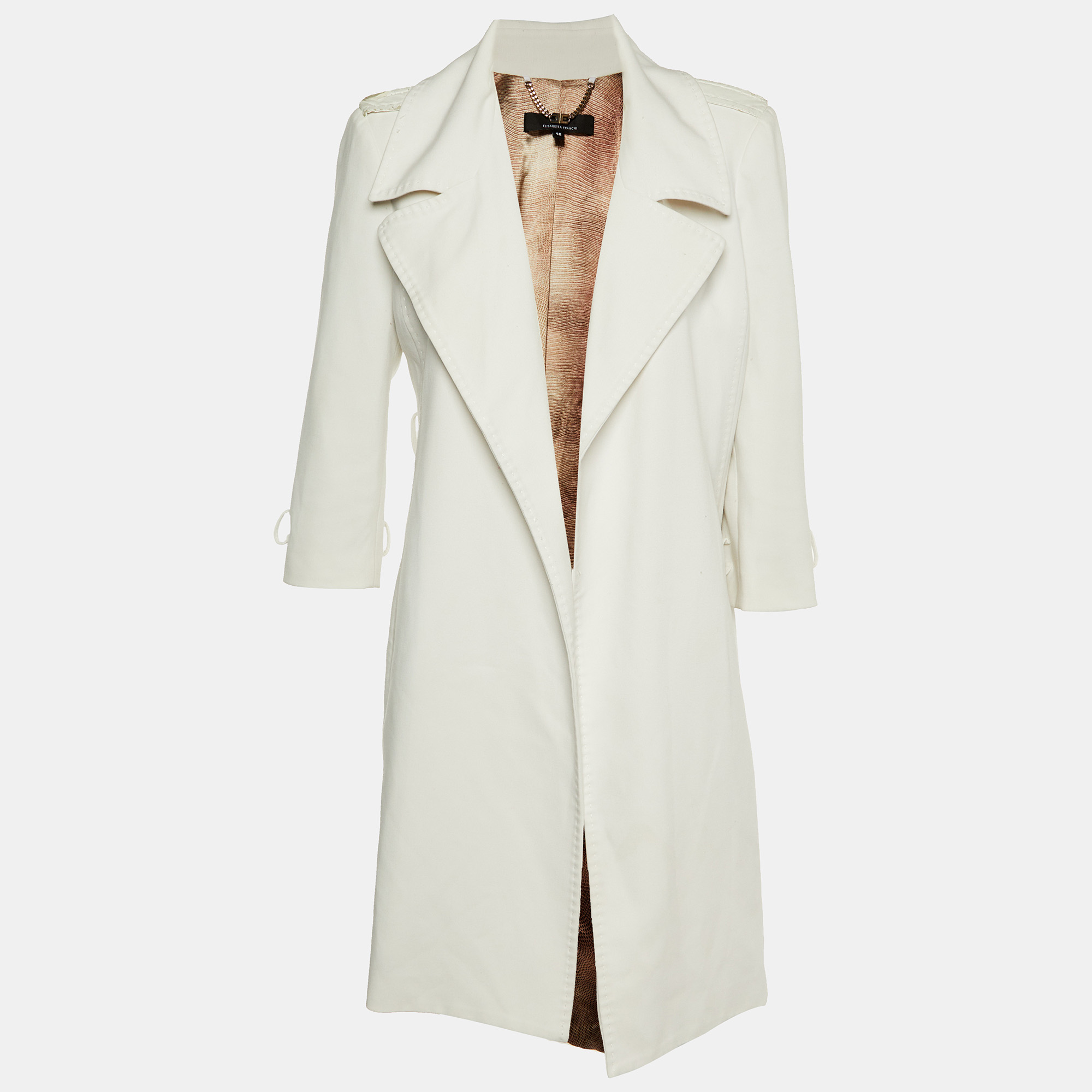 

Elisabetta Franchi White Crepe Overcoat L