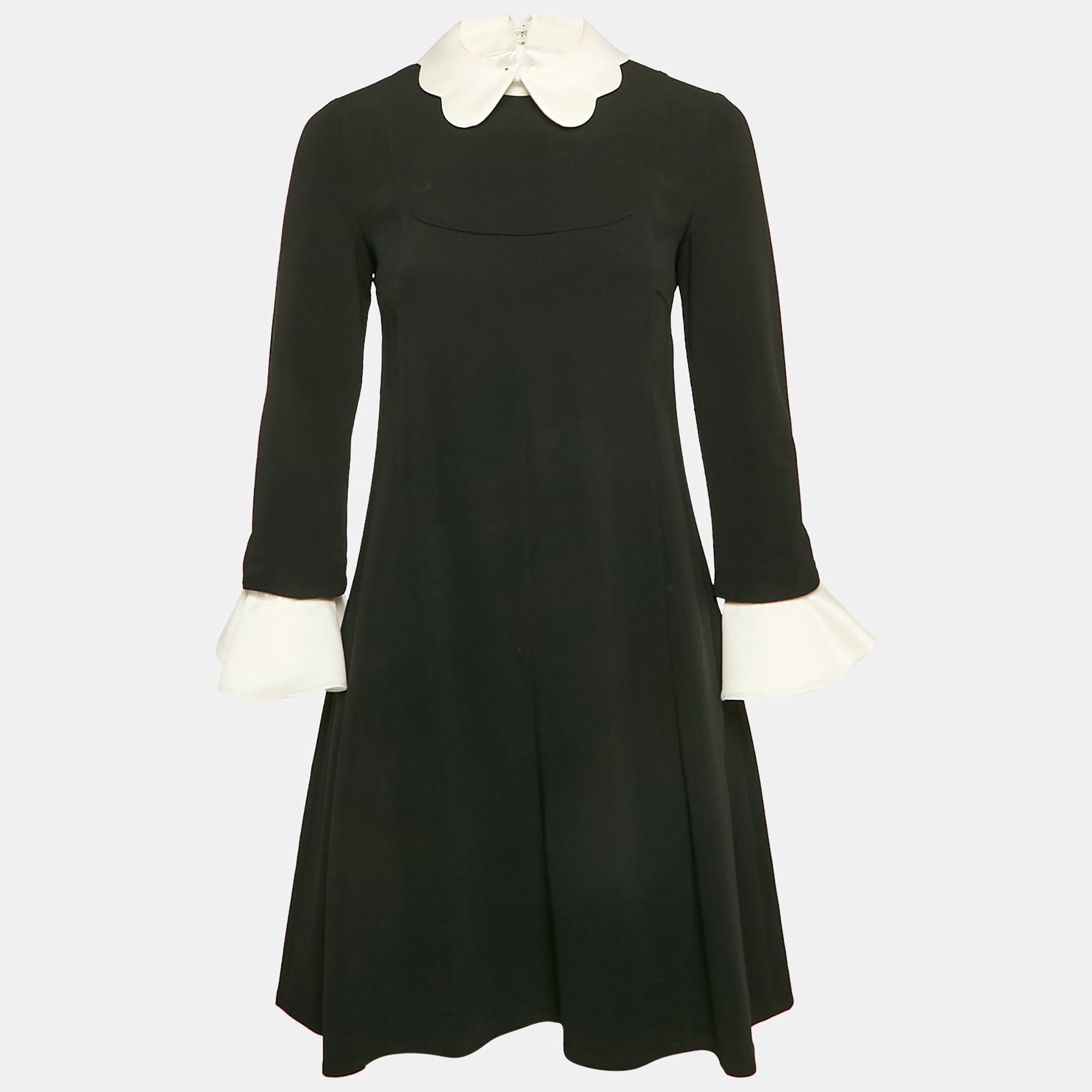 

Elisabetta Franchi Black Crepe Scallop Collar Mini Dress M
