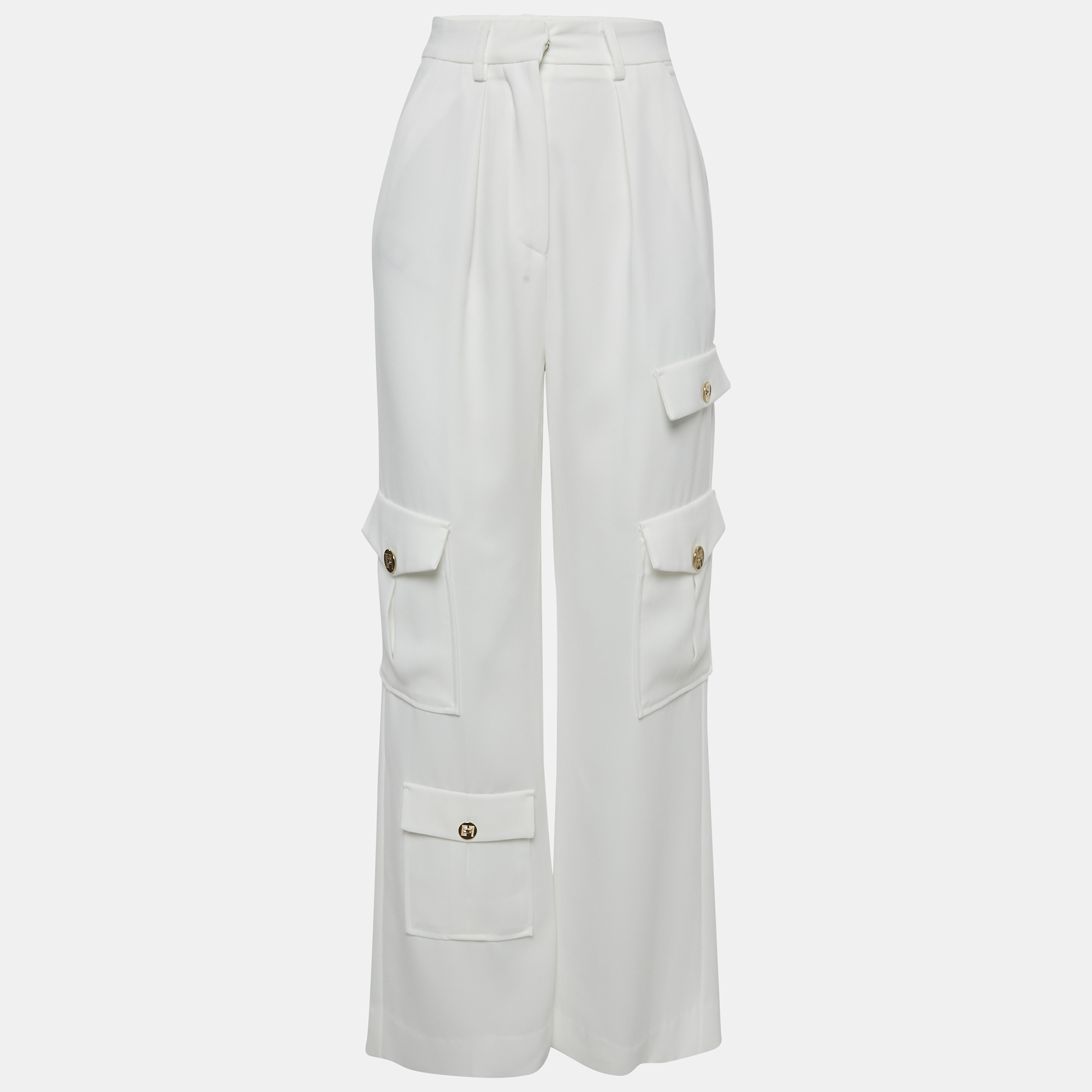 

Elisabetta Franchi White Crepe Cargo Pants S