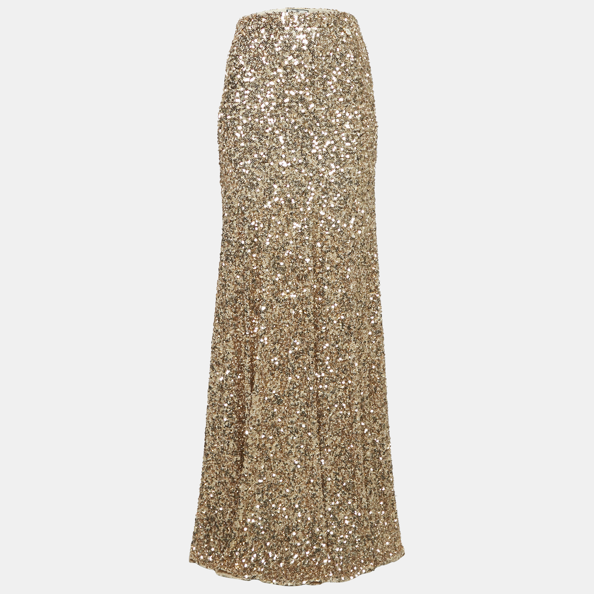 

Elisabetta Franchi Gold Flared Maxi Red Carpet Skirt M