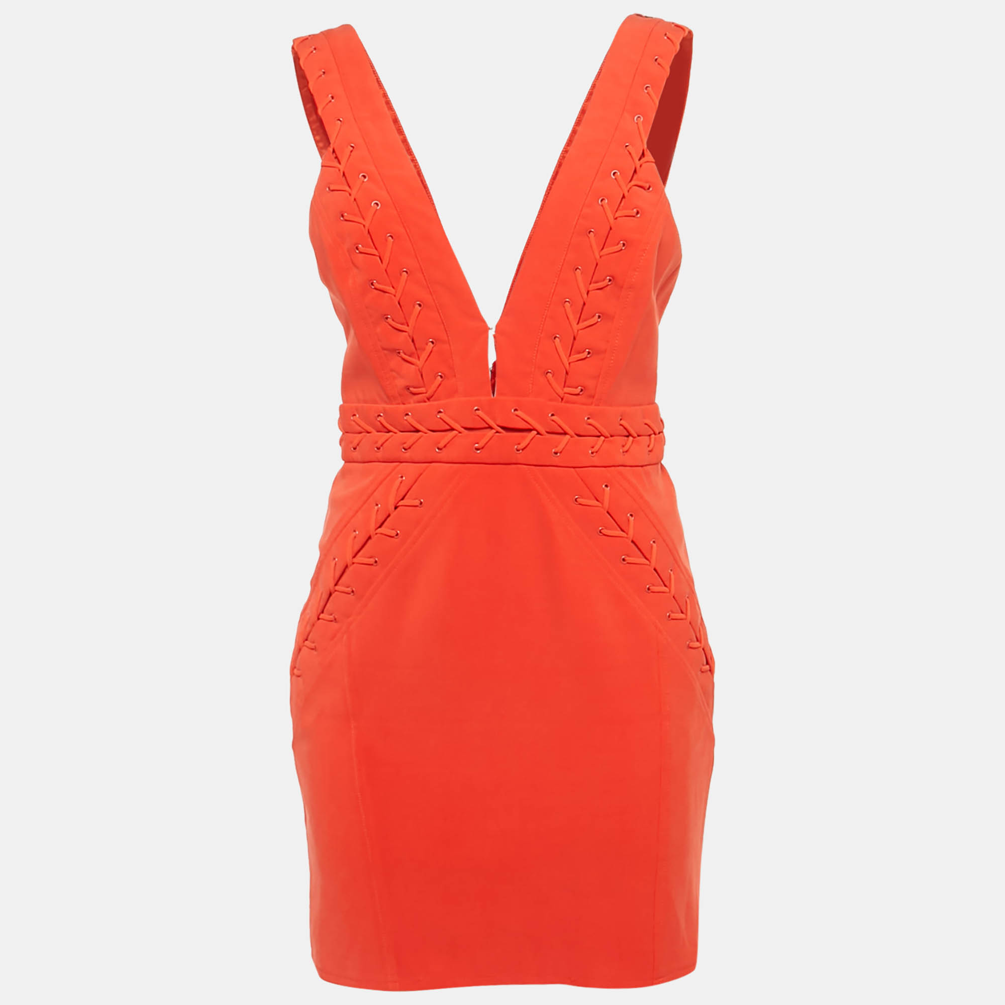 

Elisabetta Franchi Orange Jersey Lace-Up Mini Dress M