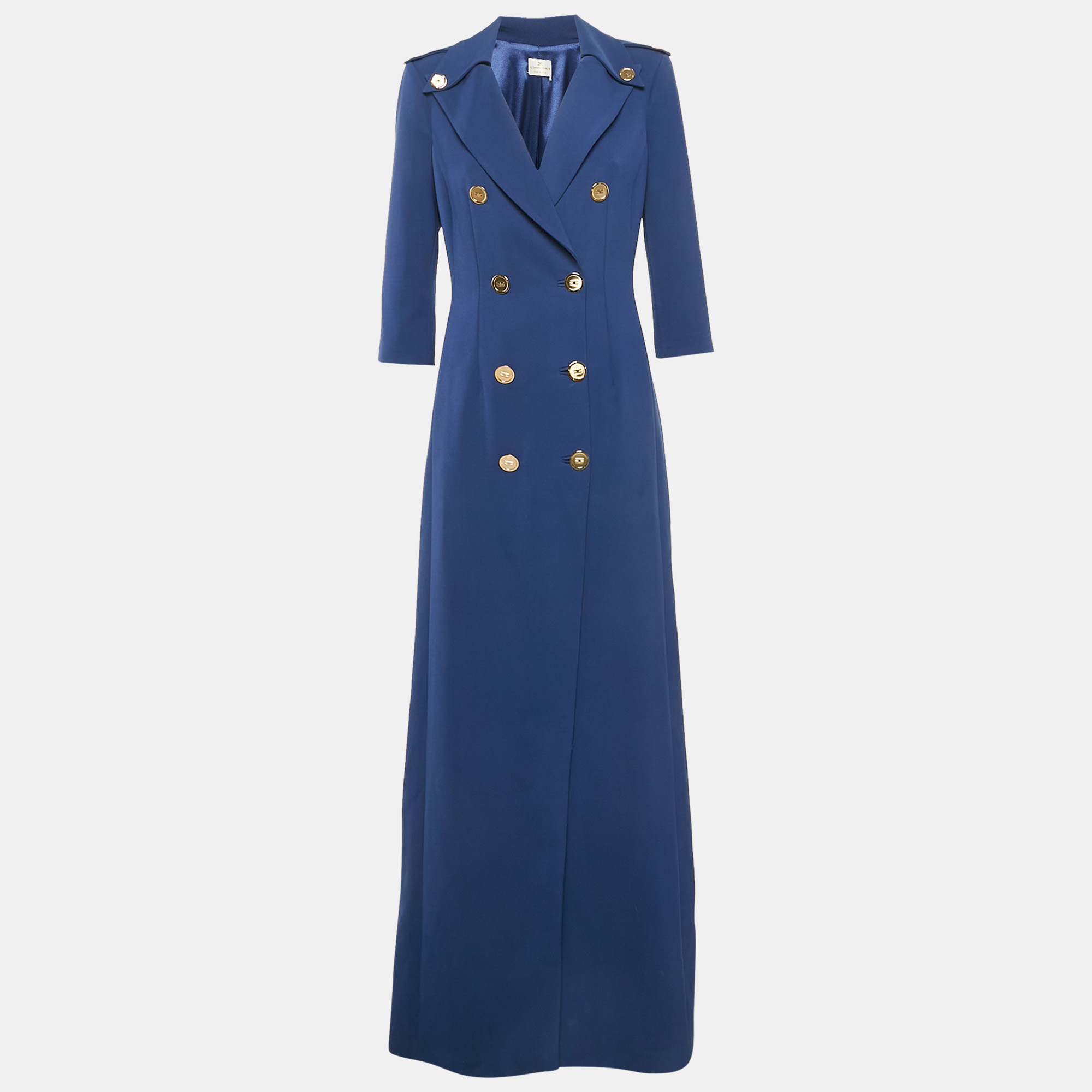 

Elisabetta Franchi Blue Crepe Double-Breasted Maxi Dress M