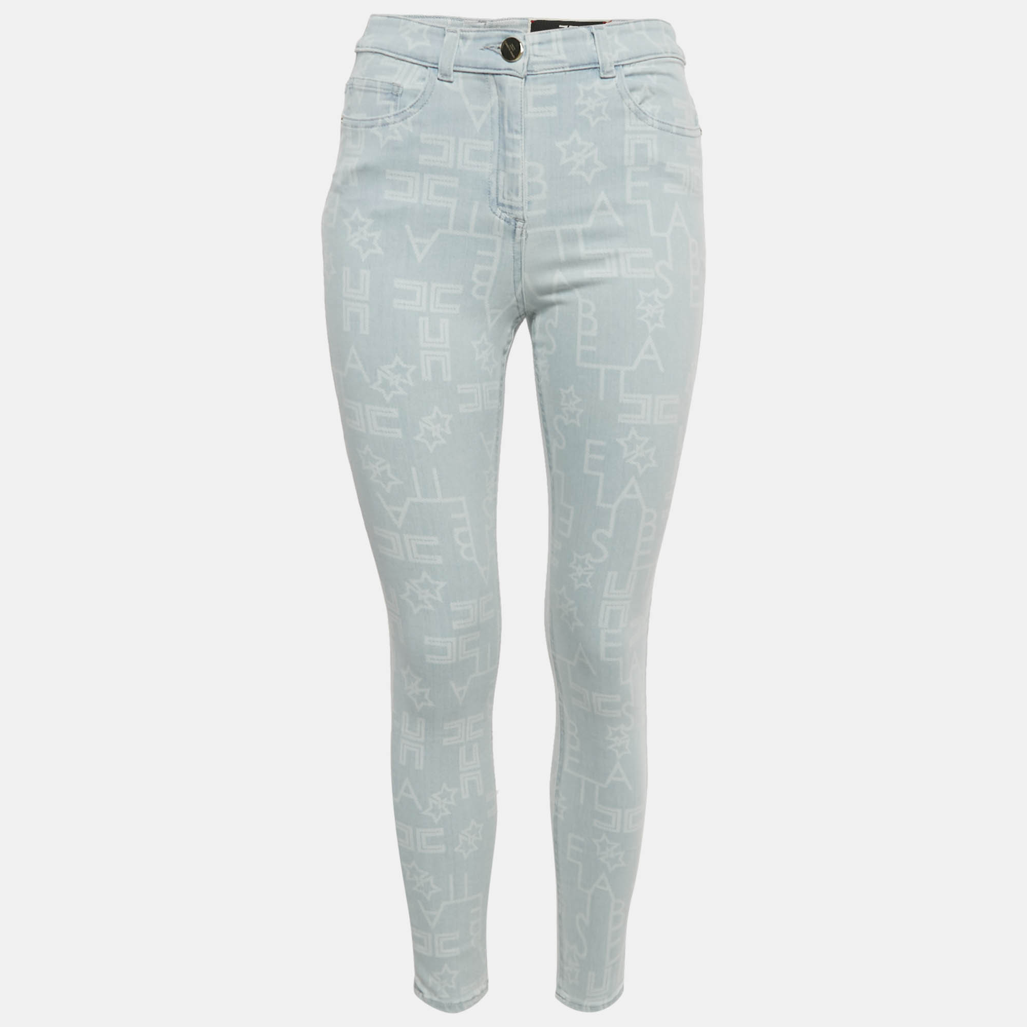 

Elisabetta Franchi Blue Monogram Denim Skinny Jeans S Waist 27"