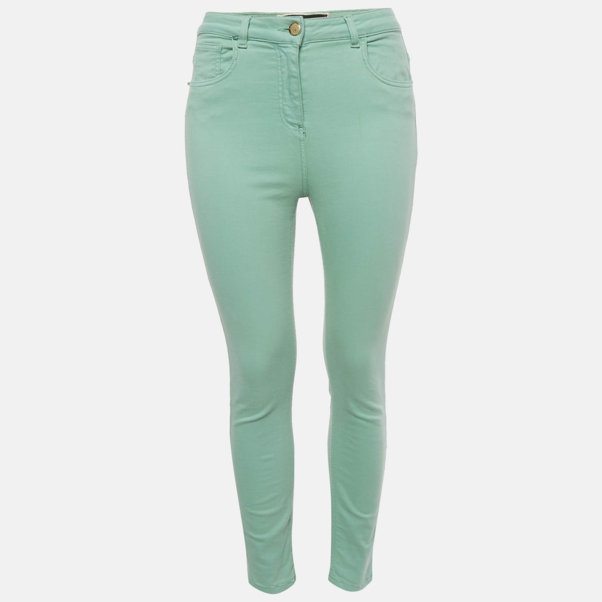 

Elisabetta Franchi Green Cotton High Rise Skinny Jeans M Waist 26"