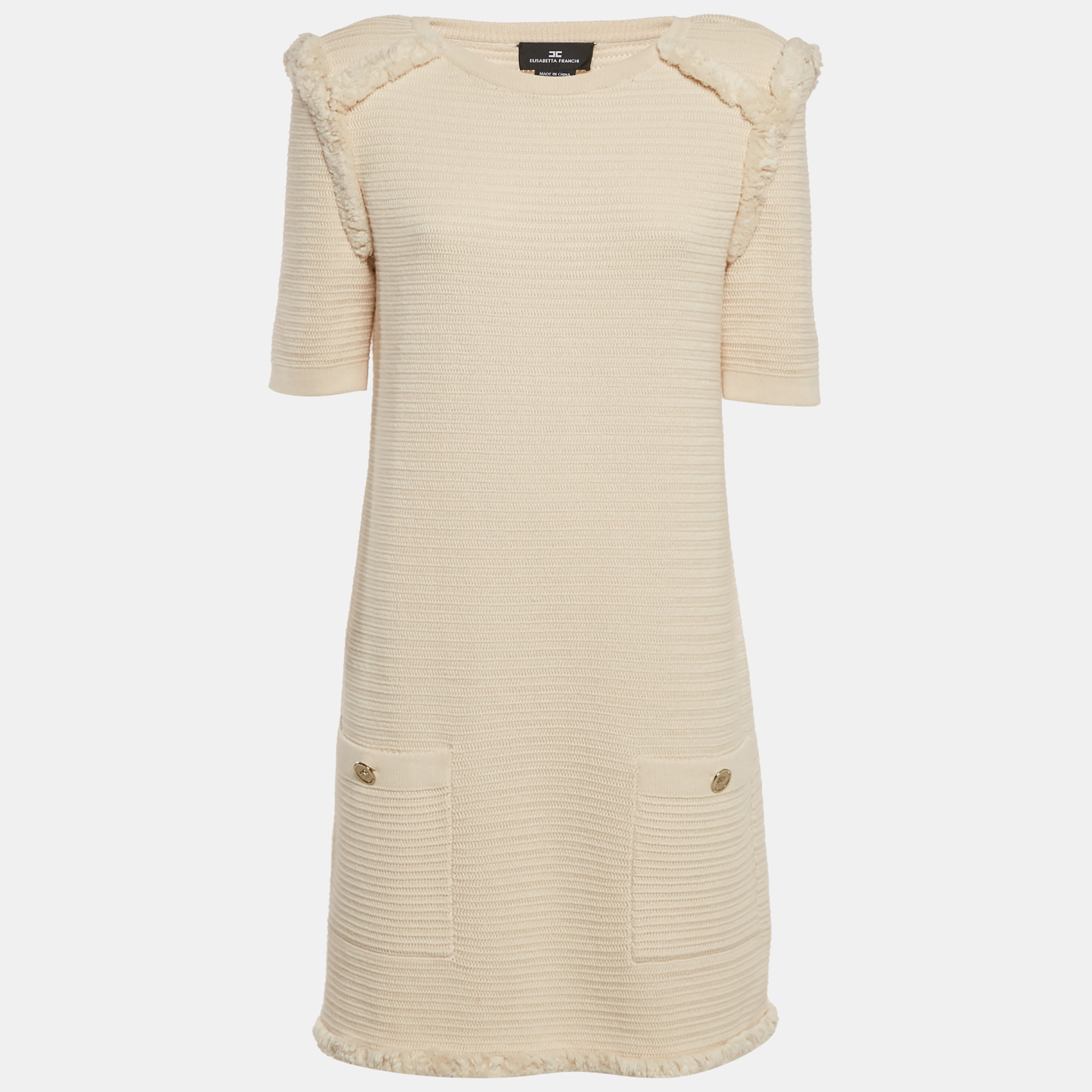 

Elisabetta Franchi Beige Knitted Short Dress M