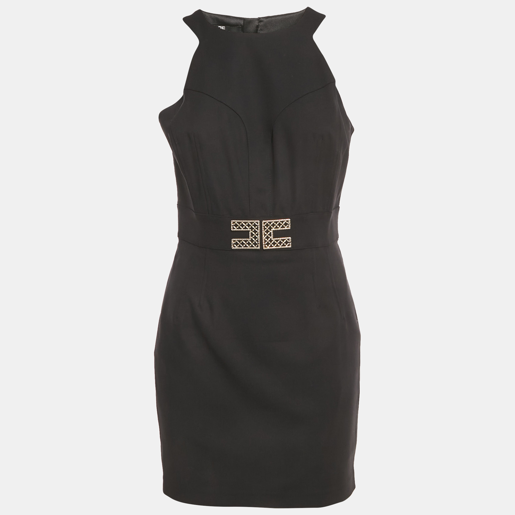 

Elisabetta Franchi Black Jersey Logo Detail Mini Dress M