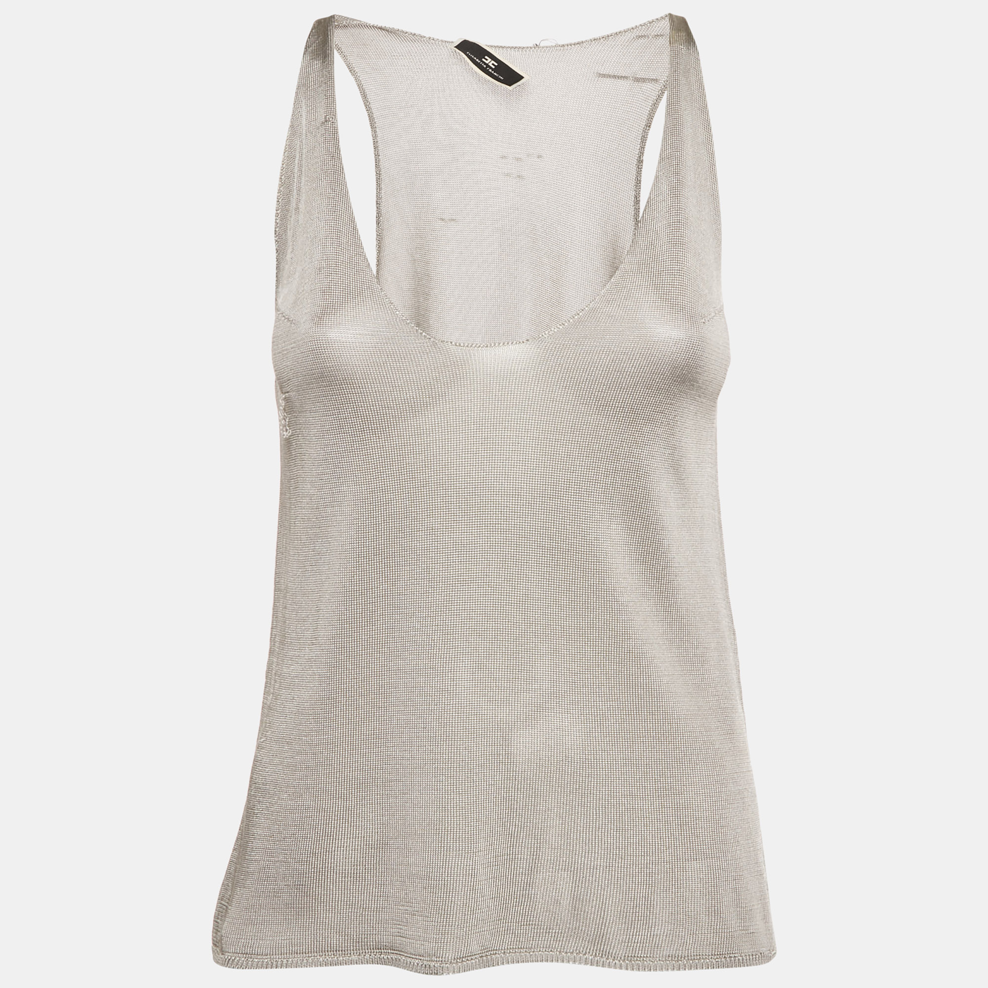 

Elisabetta Franchi Grey Rib Knit Tank Top M