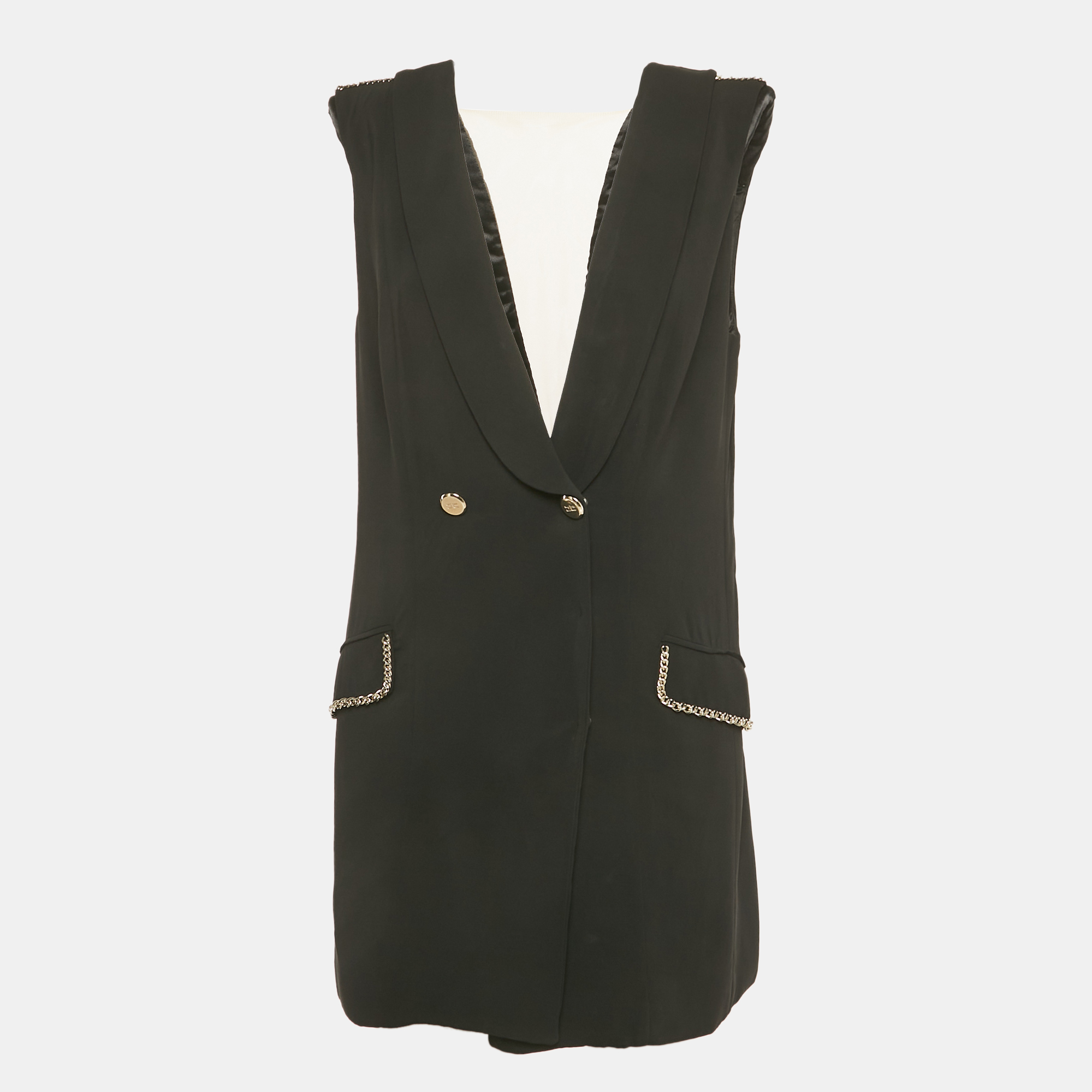 

Elisabetta Franchi Black Crepe Double Breasted Mini Dress M