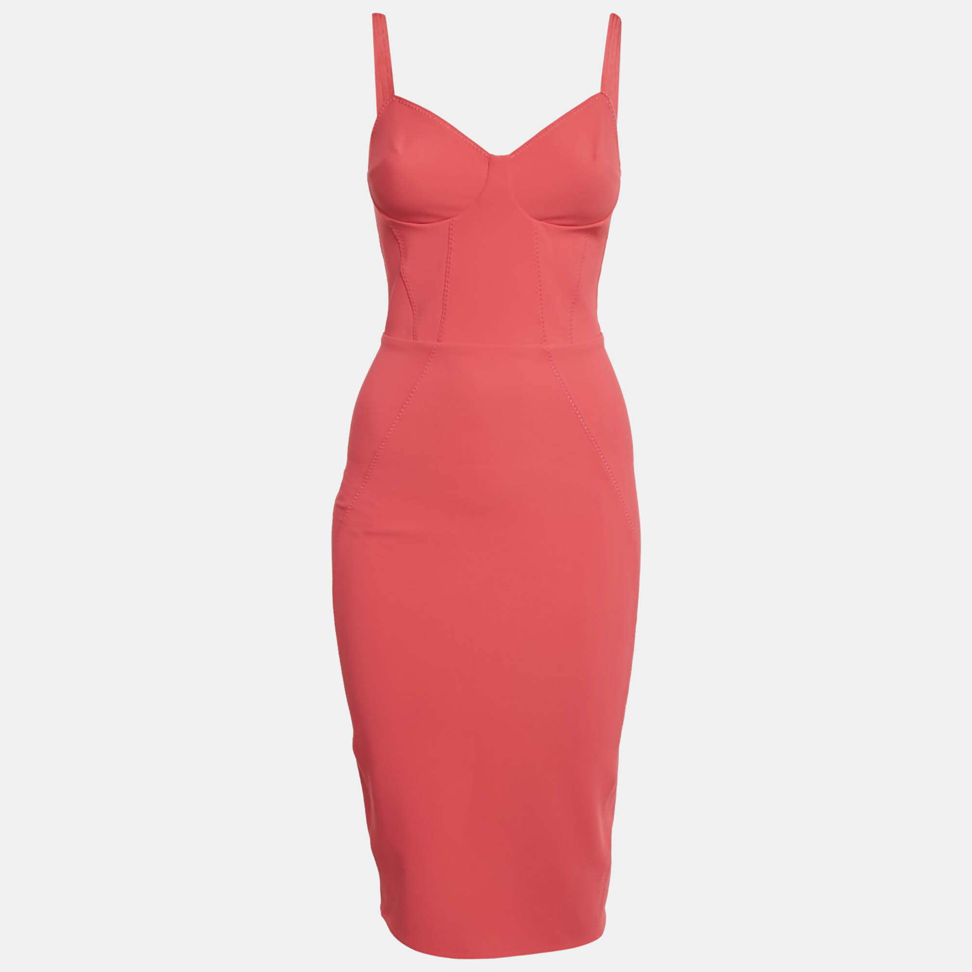 Pre-owned Elisabetta Franchi Fuchsia Pink Crepe Sleeveless Knee-length Dress S