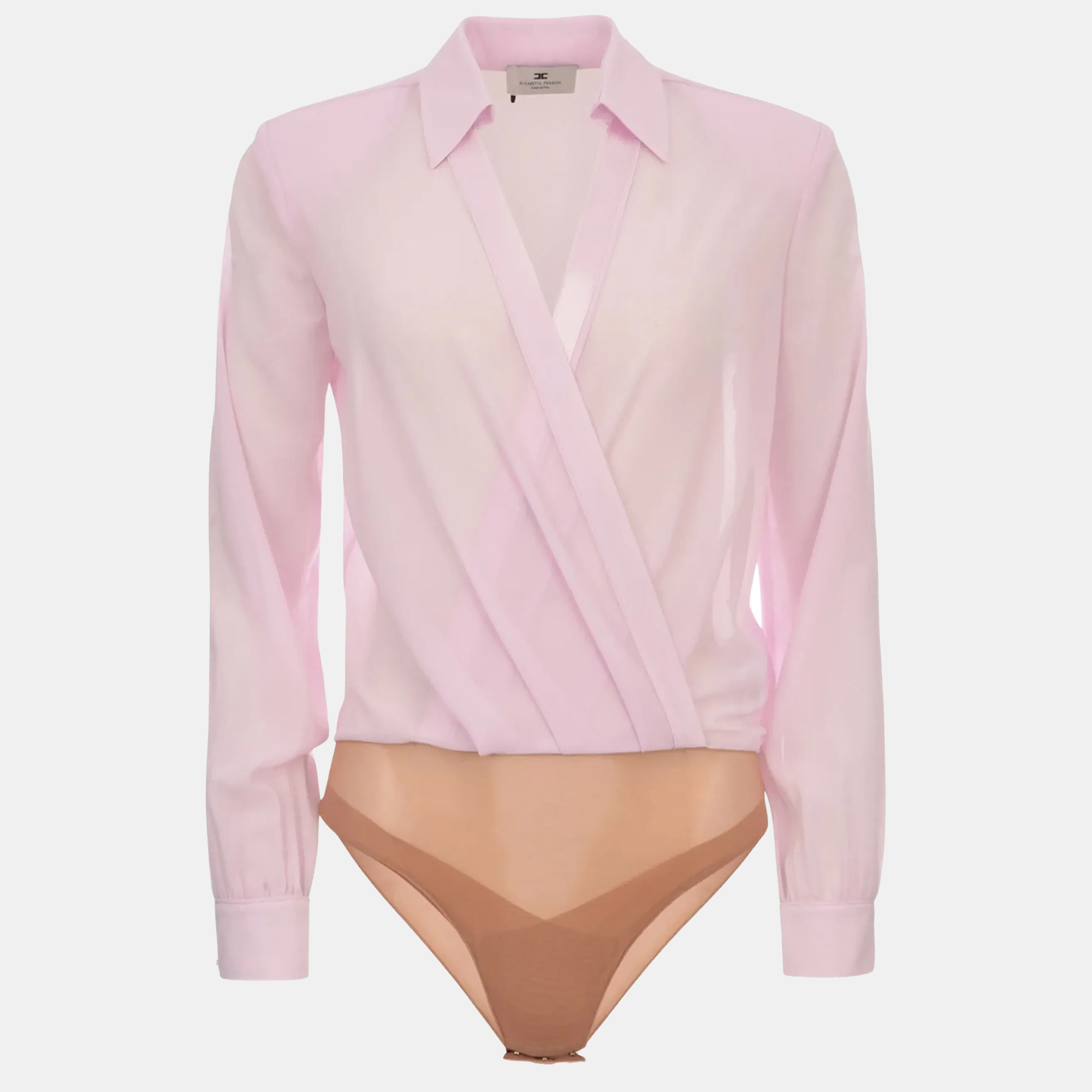 

Elisabetta Franchi Pink Crepe Sheer Bodysuit M