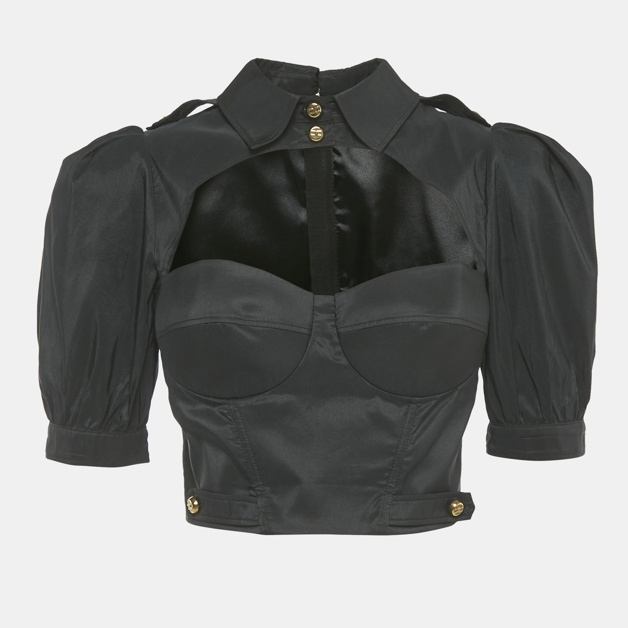 

Elisabetta Franchi Black Polyester Bustier Crop Top M