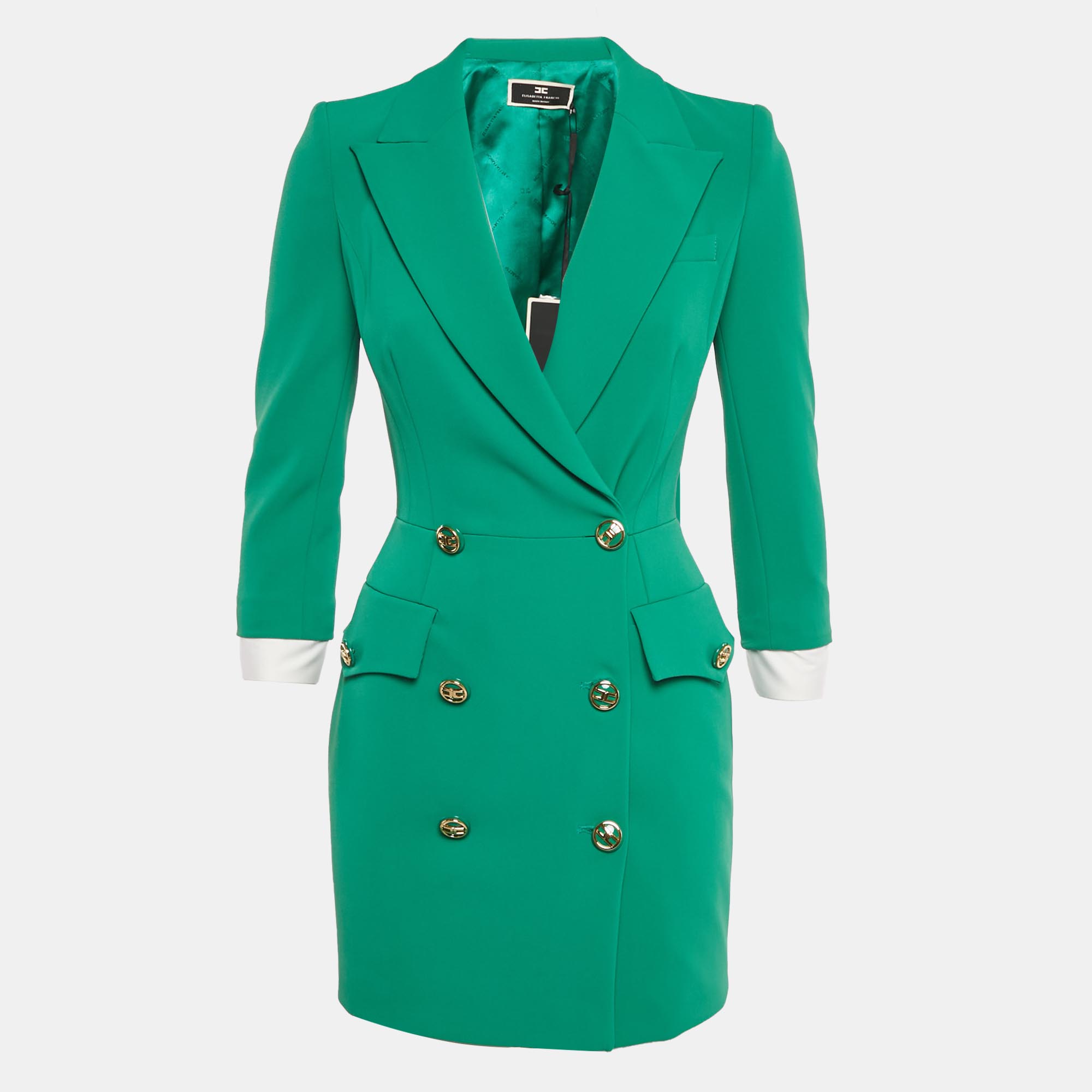 

Elisabetta Franchi Green Crepe Blazer Dress S