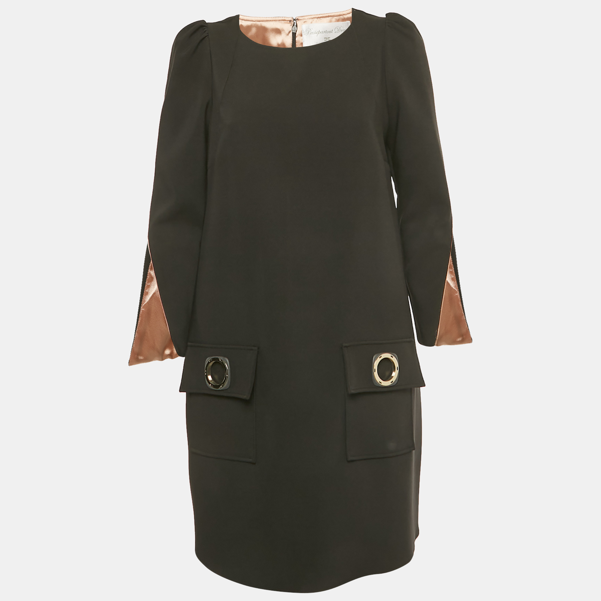 Pre-owned Elisabetta Franchi Black Crepe Passepartout Dress M