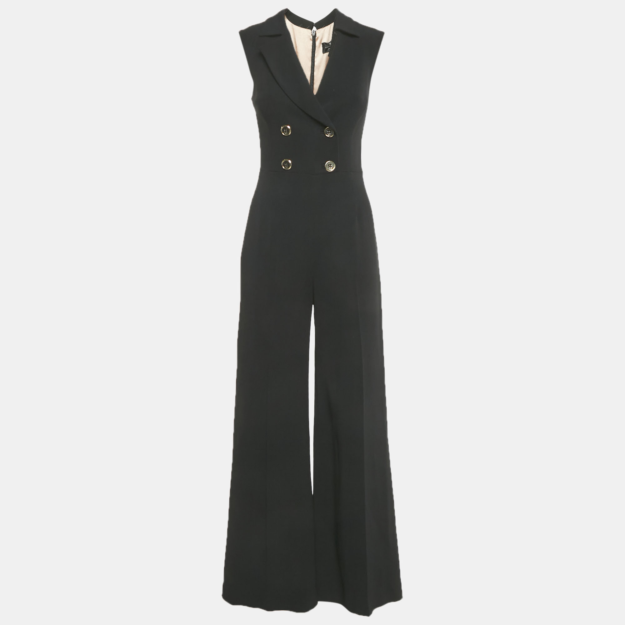 

Elisabetta Franchi Black Crepe Double Breasted Jumpsuit S