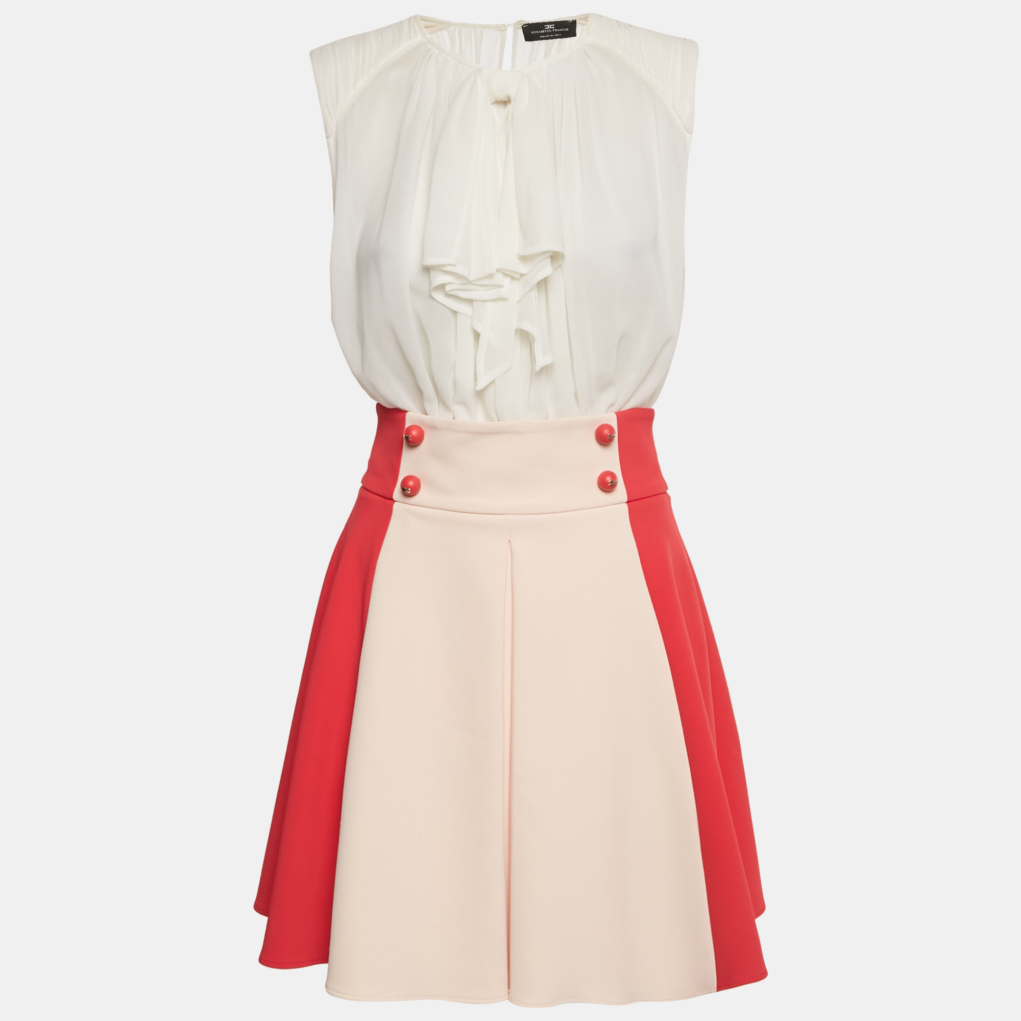 

Elisabetta Franchi White /Pink Detachable Blouse Dress M