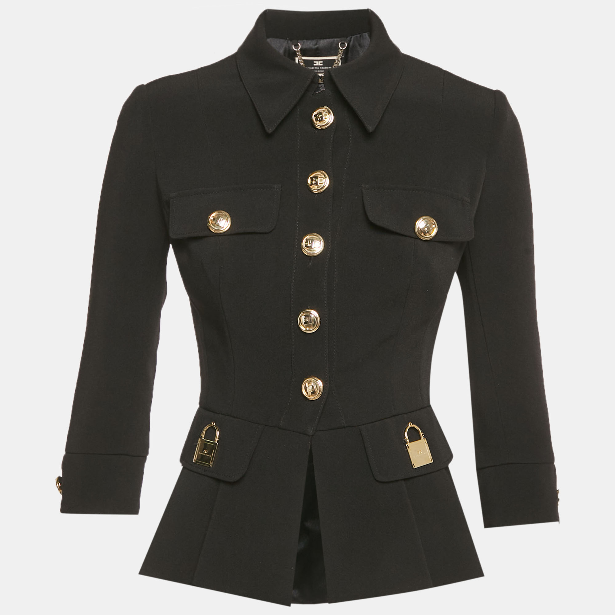 

Elisabetta Franchi Black Crepe Peplum Jacket S