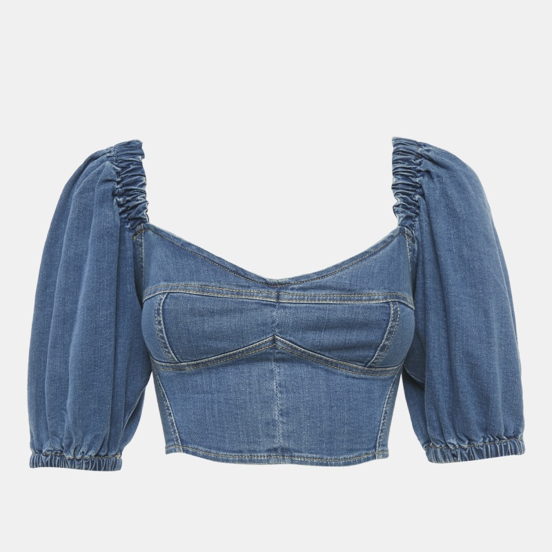 

Elisabetta Franchi Denim Crop Top S, Blue