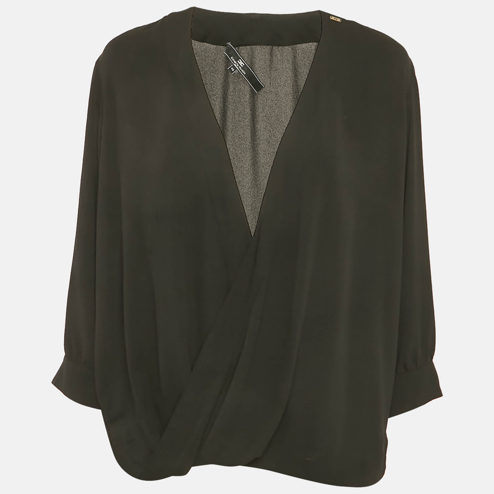 

Elisabetta Franchi Black Plunging Neck Blouse L